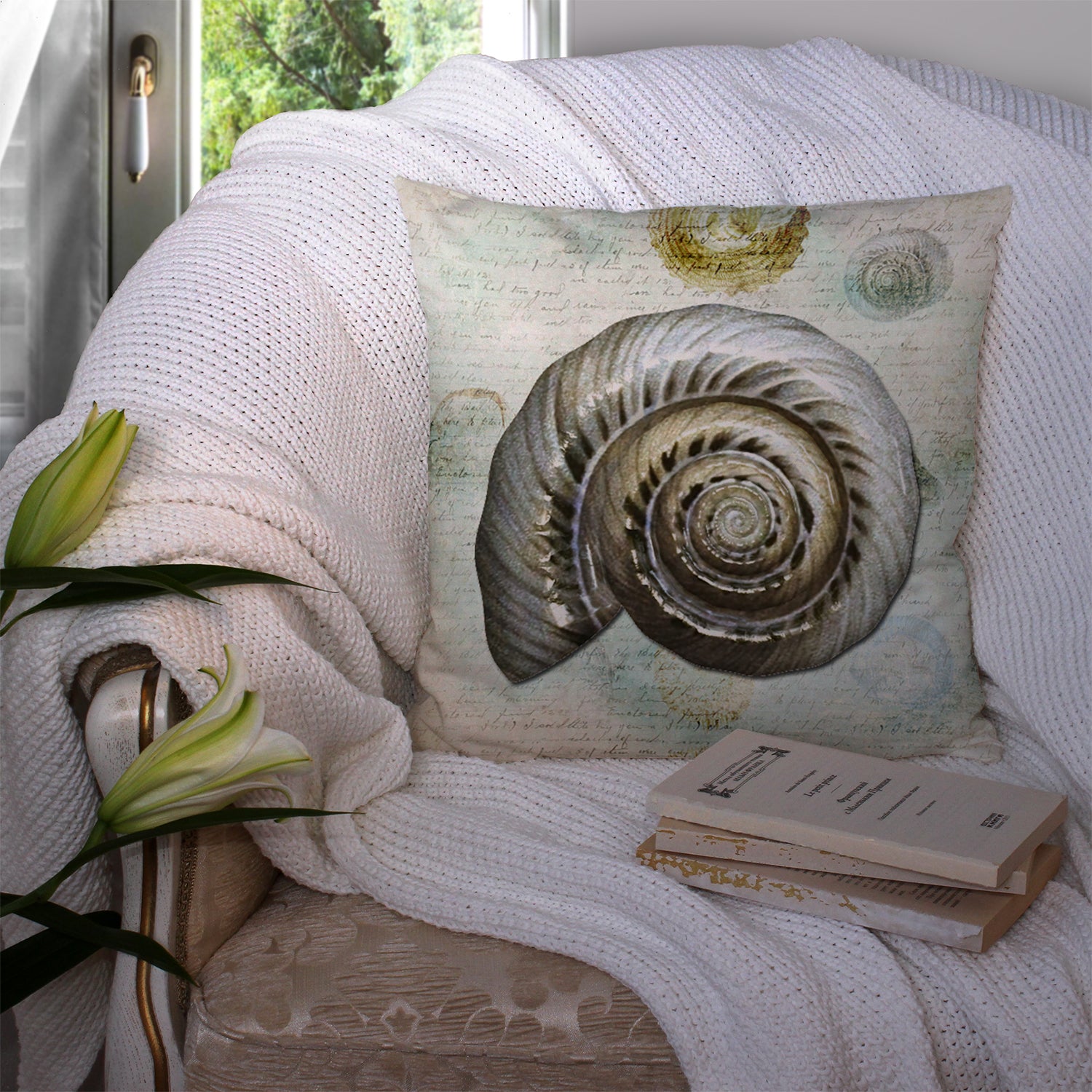 Caroline's Treasures Shells Throw Pillow - 14x14 Decorative Pillow – Art for Your Home & Patio