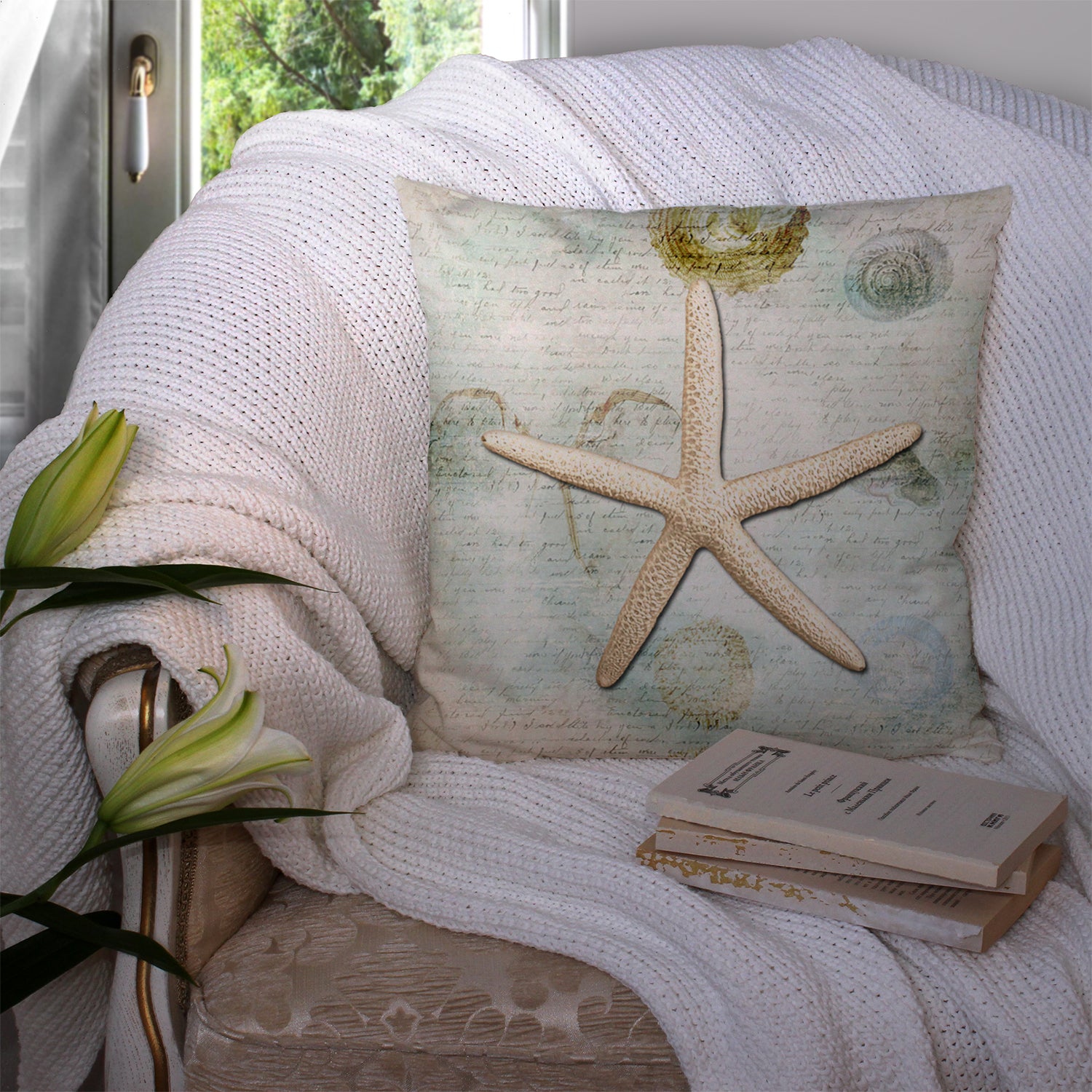 Caroline's Treasures Starfish Throw Pillow - 14x14 Decorative Pillow – Art for Your Home & Patio
