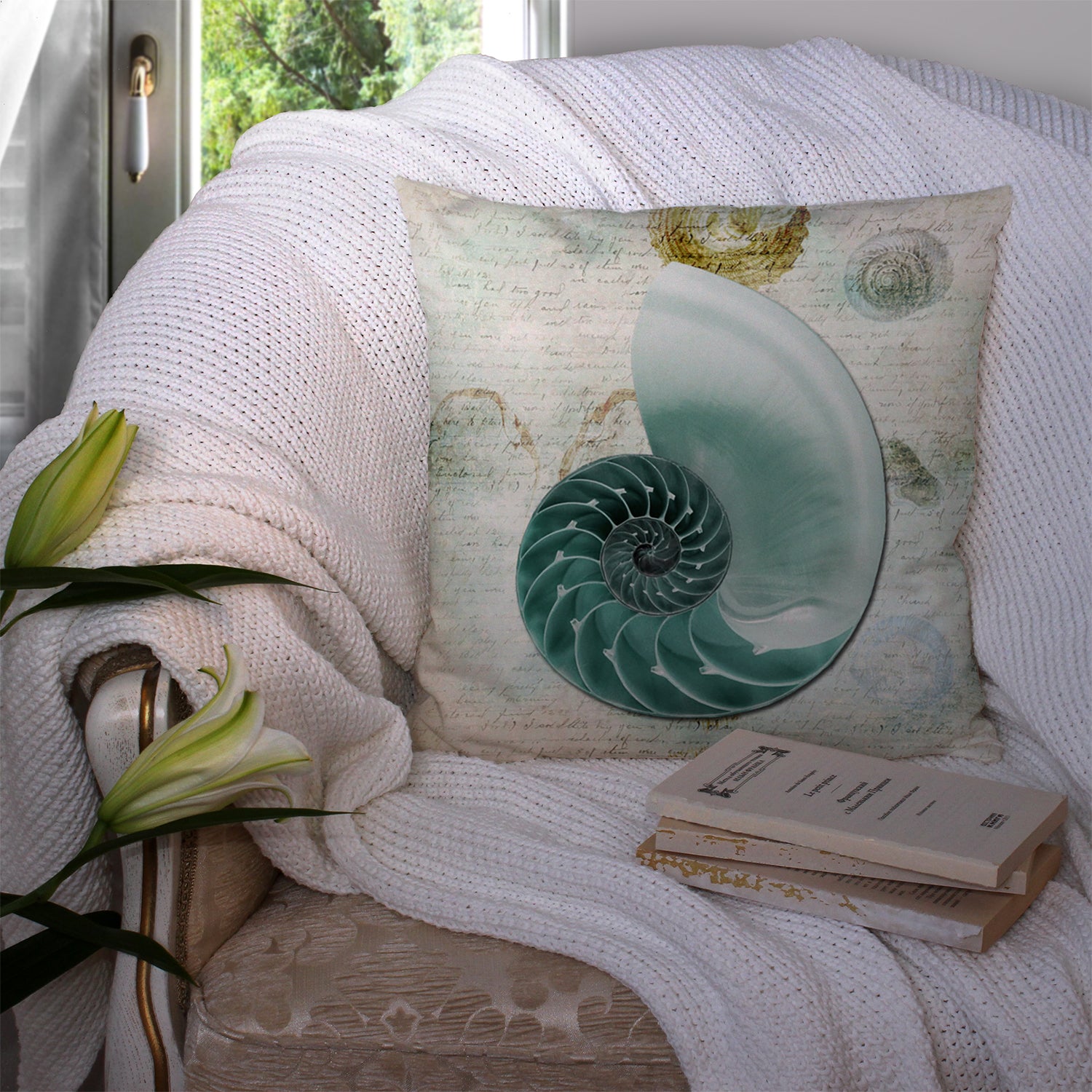 Caroline's Treasures Shells Throw Pillow - 14x14 Decorative Pillow – Art for Your Home & Patio