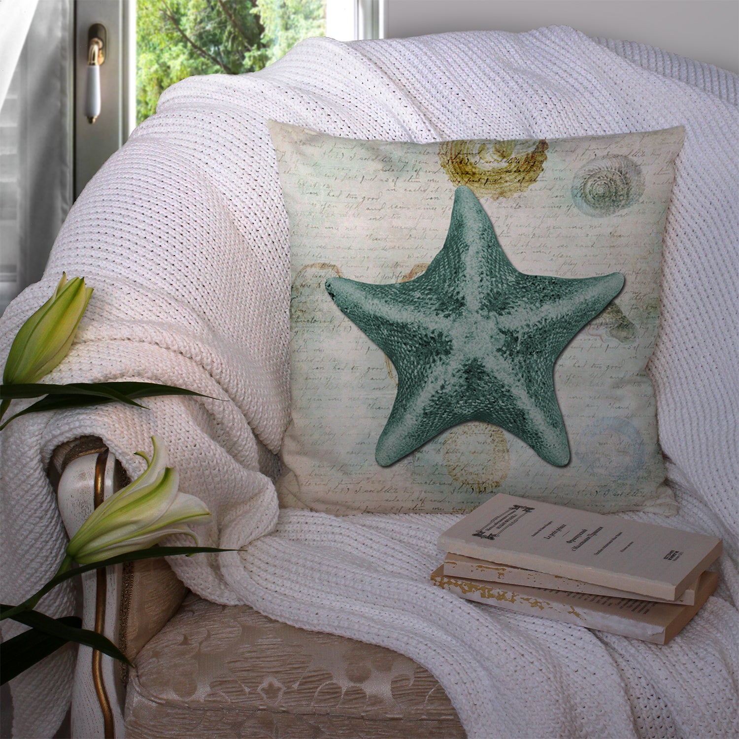 Caroline's Treasures Starfish Throw Pillow - 14x14 Decorative Pillow – Art for Your Home & Patio