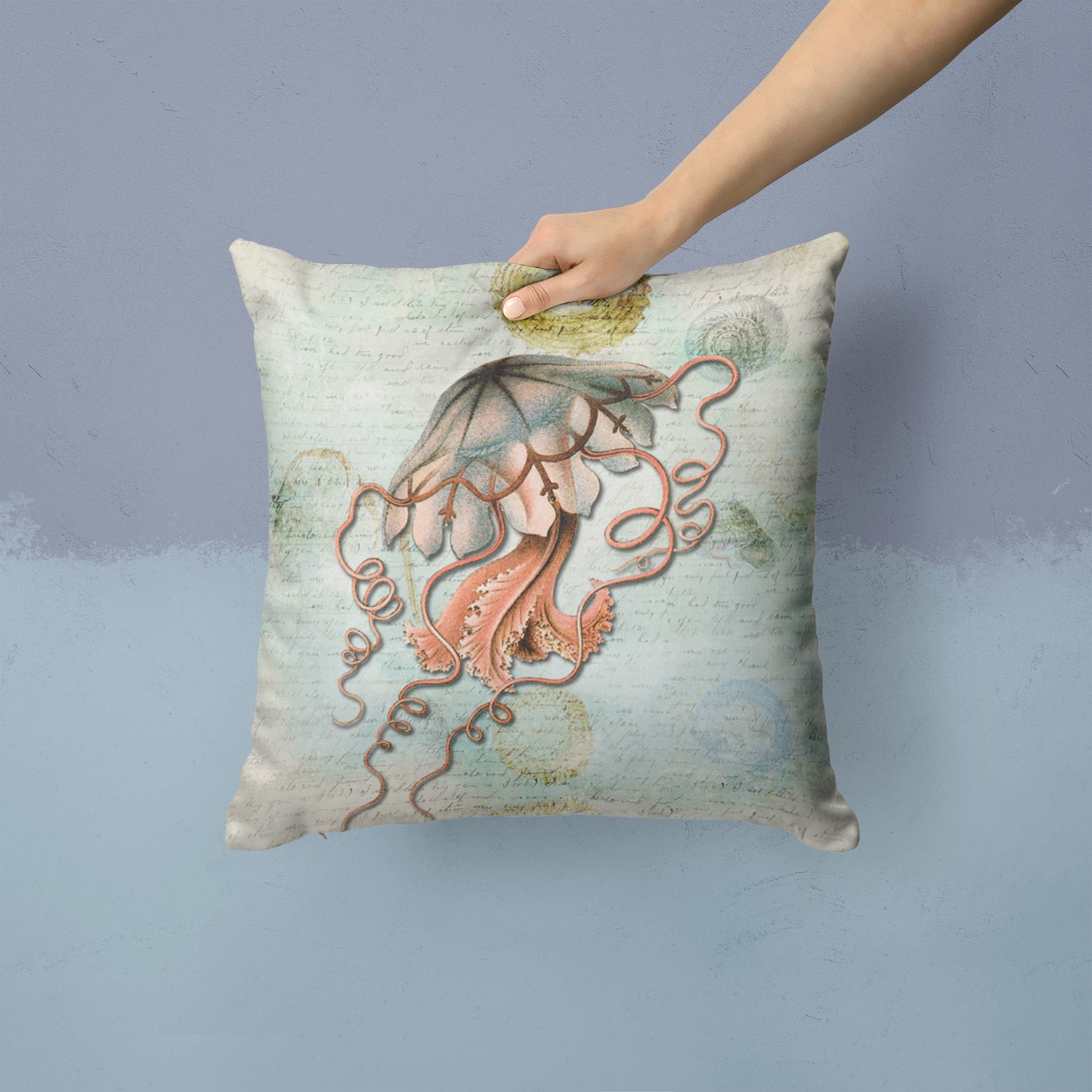 Caroline's Treasures Jellyfish Throw Pillow - 14x14 Decorative Pillow – Art for Your Home & Patio