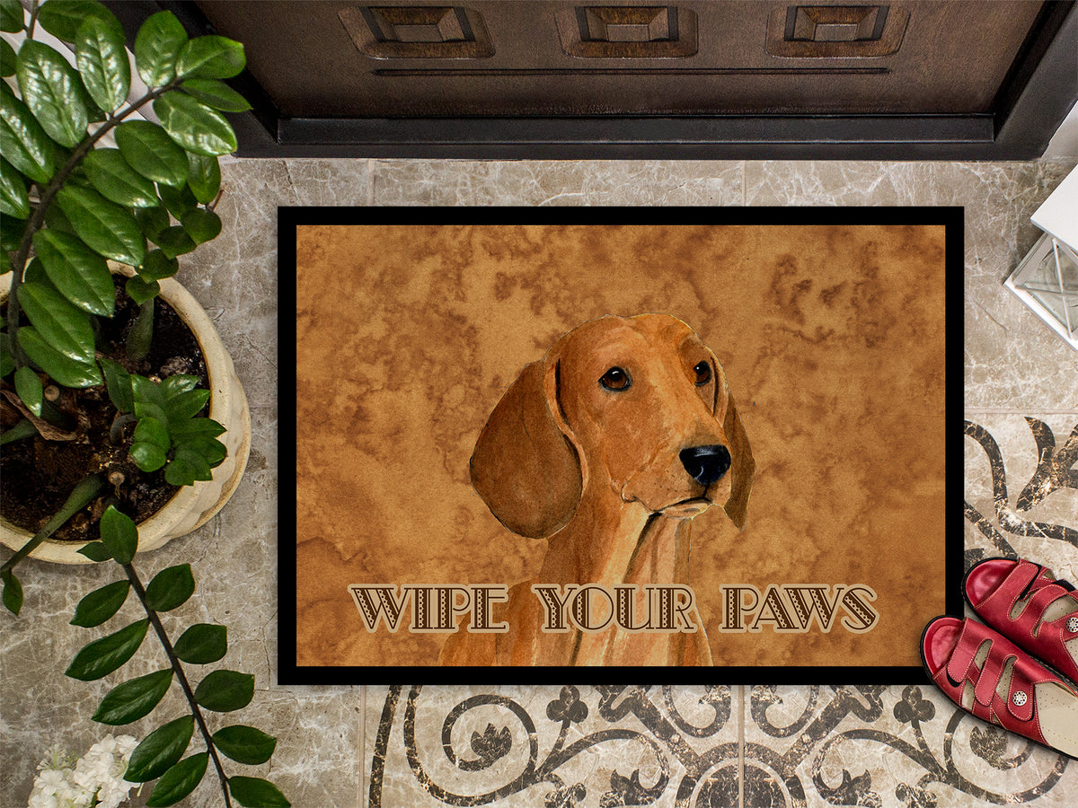 Caroline's Treasures Red Dachshund Wipe your Paws Doormat - 24x36 Decorative Floor Mat – Indoor/Outdoor Rug with Artistic Flair SS4895JMAT
