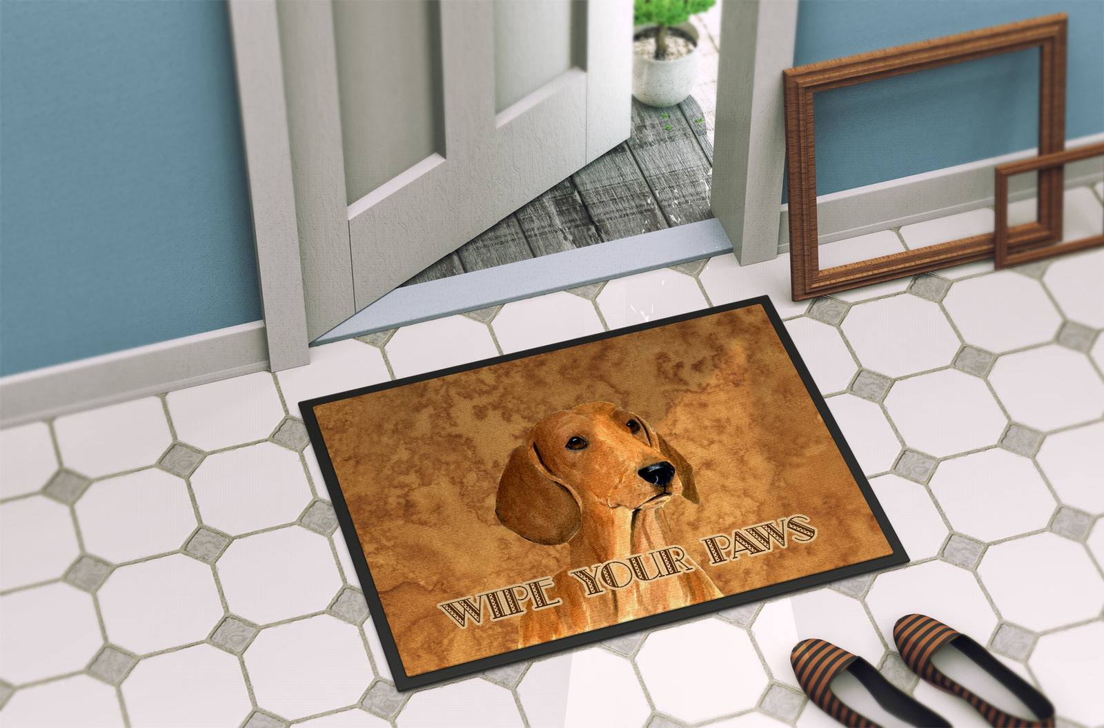 Caroline's Treasures Red Dachshund Wipe your Paws Doormat - 24x36 Decorative Floor Mat – Indoor/Outdoor Rug with Artistic Flair SS4895JMAT