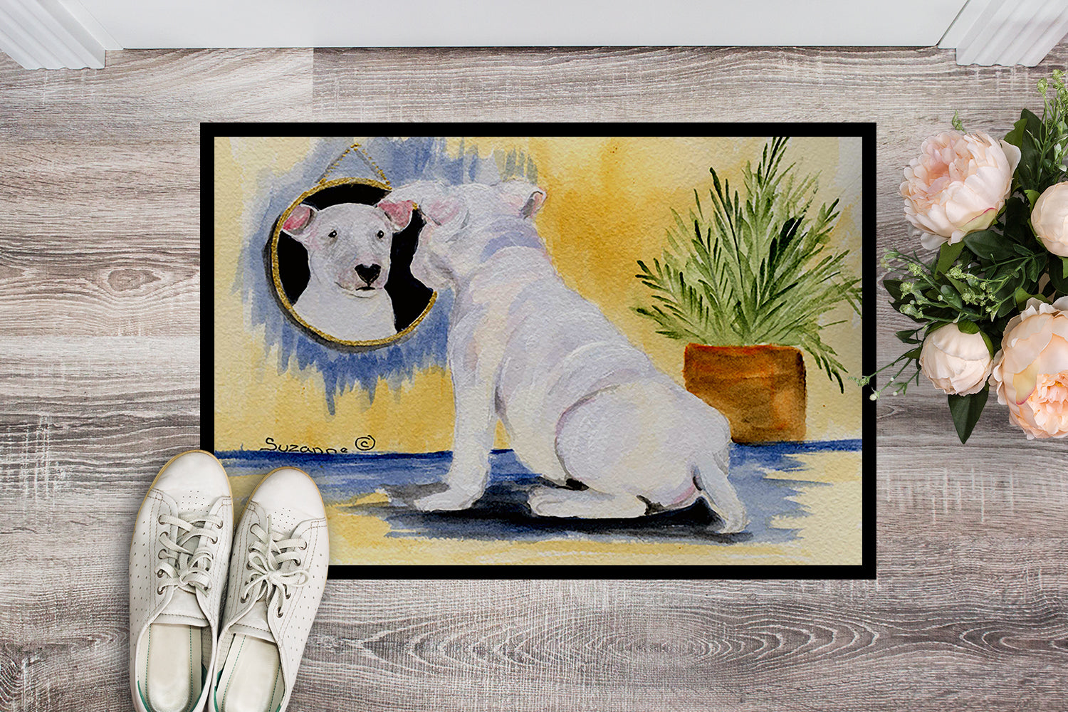 Caroline's Treasures Bull Terrier Doormat - 24x36 Decorative Floor Mat – Indoor/Outdoor Rug with Artistic Flair Doormat
