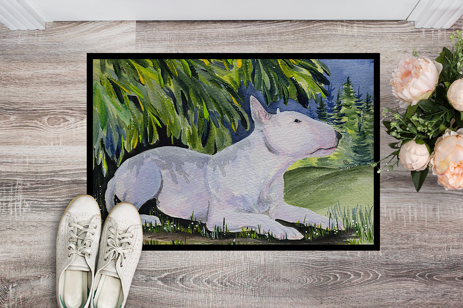 Caroline's Treasures Bull Terrier Doormat - 24x36 Decorative Floor Mat – Indoor/Outdoor Rug with Artistic Flair Doormat