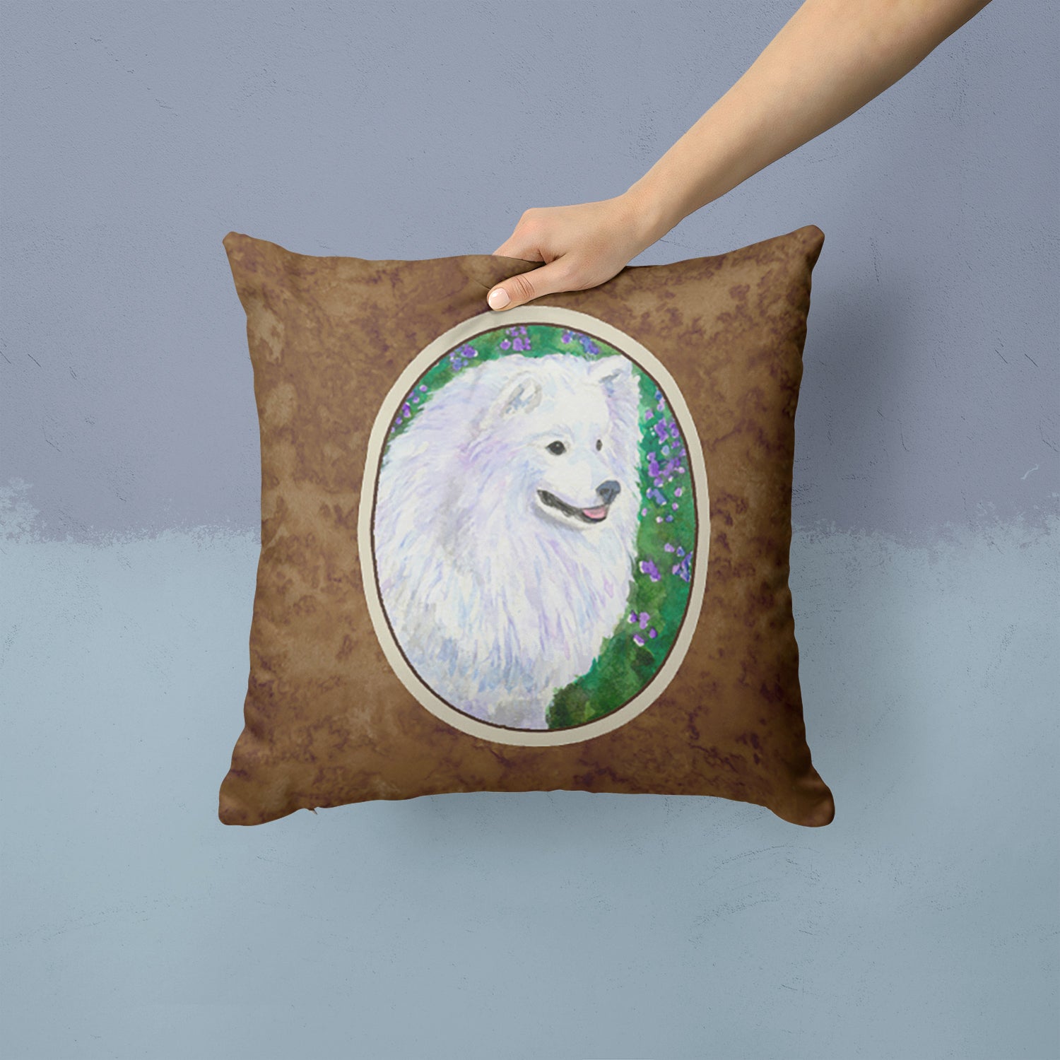Caroline's Treasures American Eskimo Throw Pillow - 14x14 Decorative Pillow – Art for Your Home & Patio