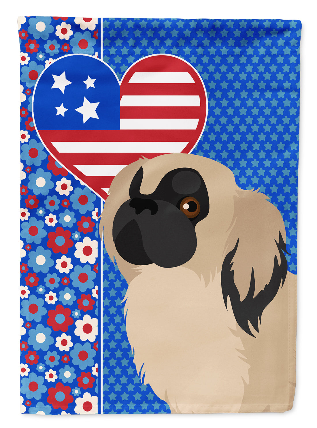 Caroline's Treasures Cream Pekingese USA American Garden Flag Mailbox Decorative Yard Banner Outside Patio Artwork for Flower Beds, Garden Size, Multicolor
