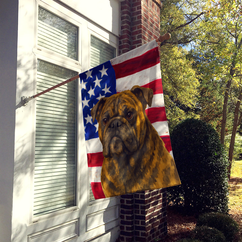 Caroline's Treasures Brindle English Bulldog American Flag House Flag