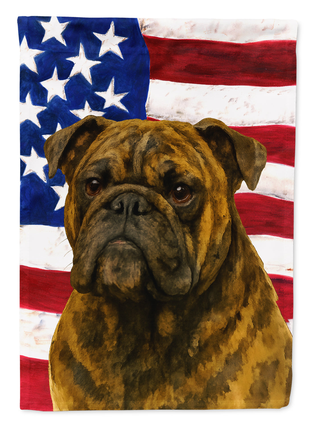 Caroline's Treasures Brindle English Bulldog American Flag House Flag