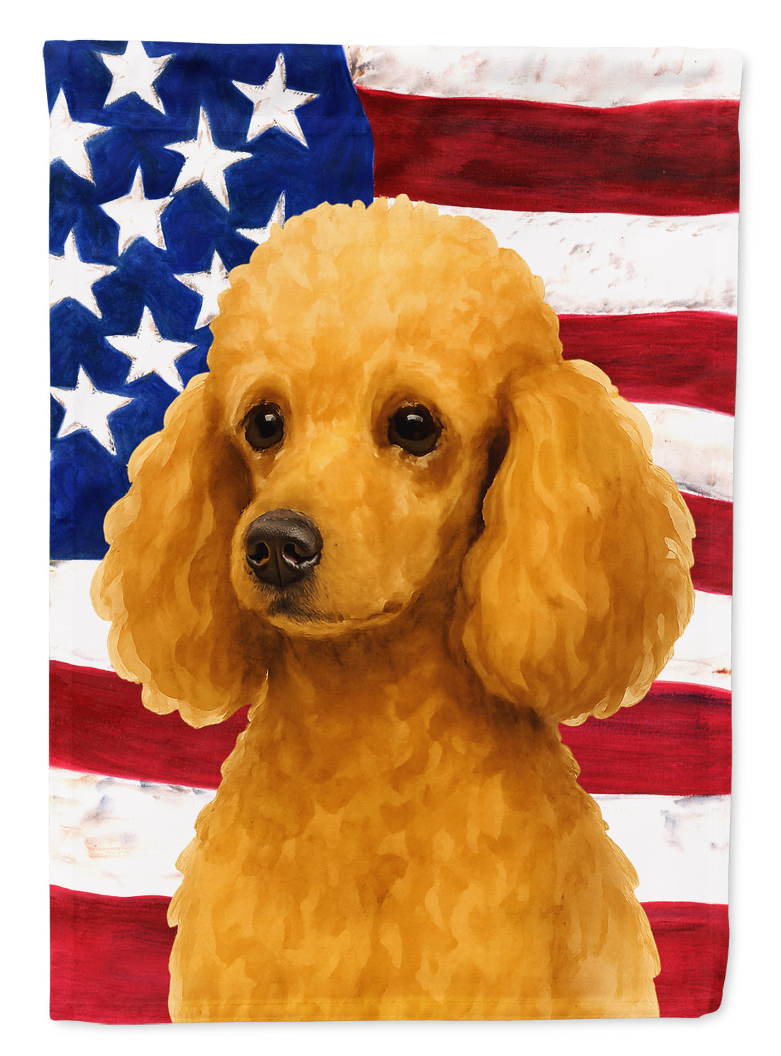 Caroline's Treasures Apricot Miniature Poodle American Flag House Flag