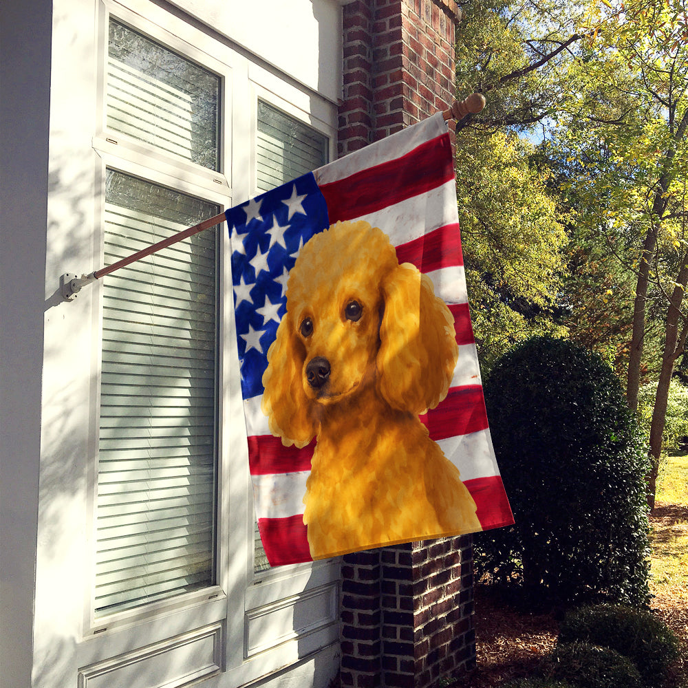 Caroline's Treasures Apricot Miniature Poodle American Flag House Flag