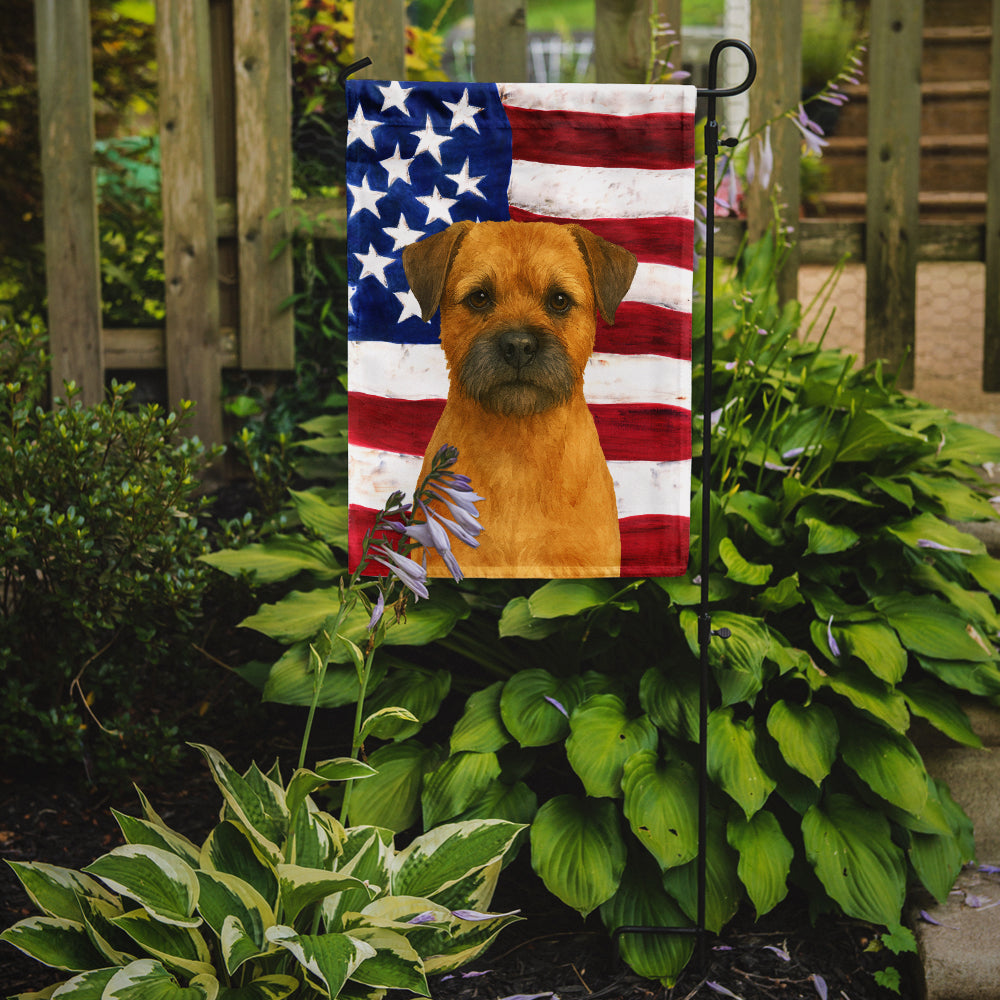 Caroline's Treasures Red Border Terrier American Flag Garden Flag