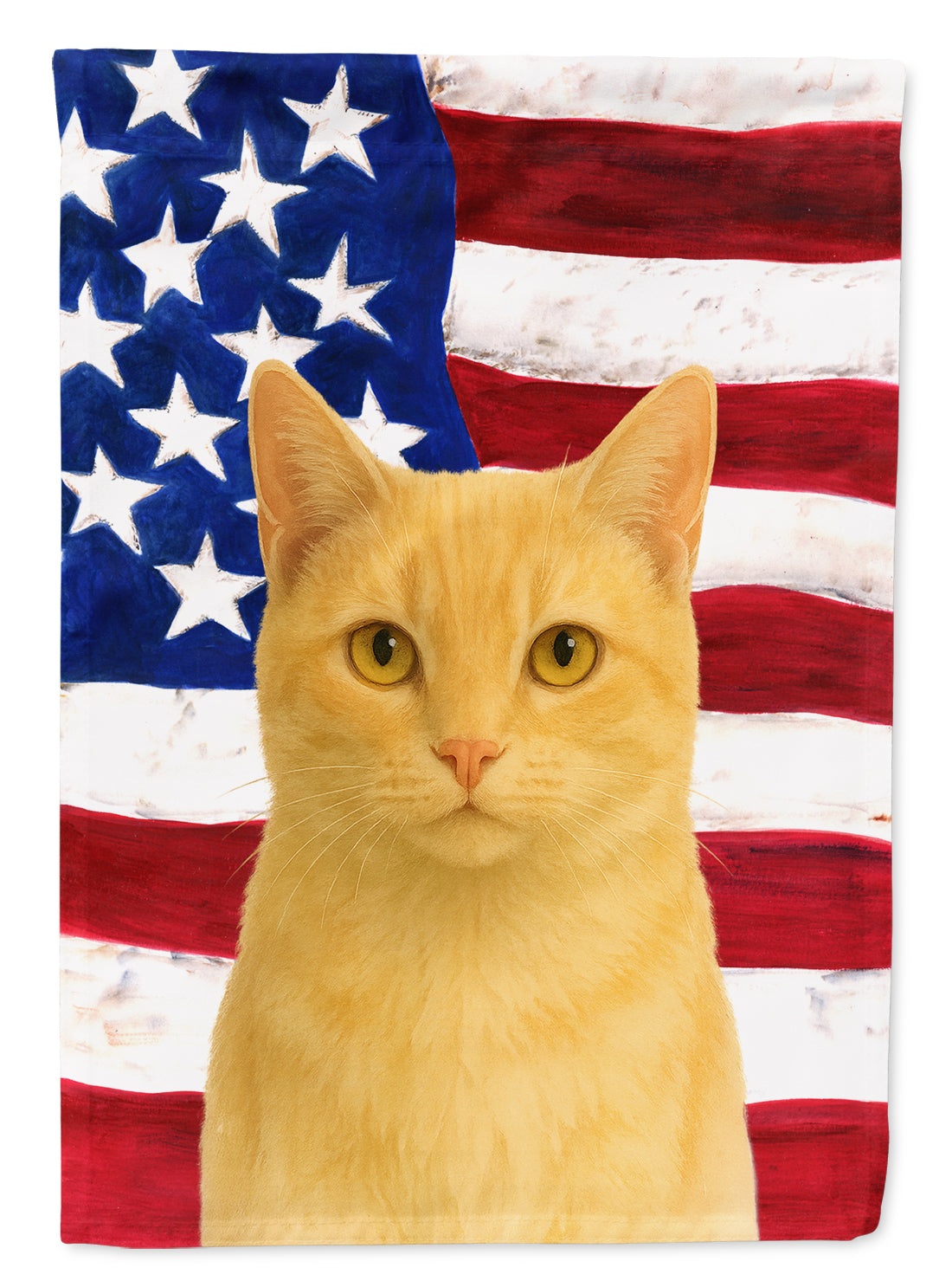 Caroline's Treasures Cream Cat American Garden Flag