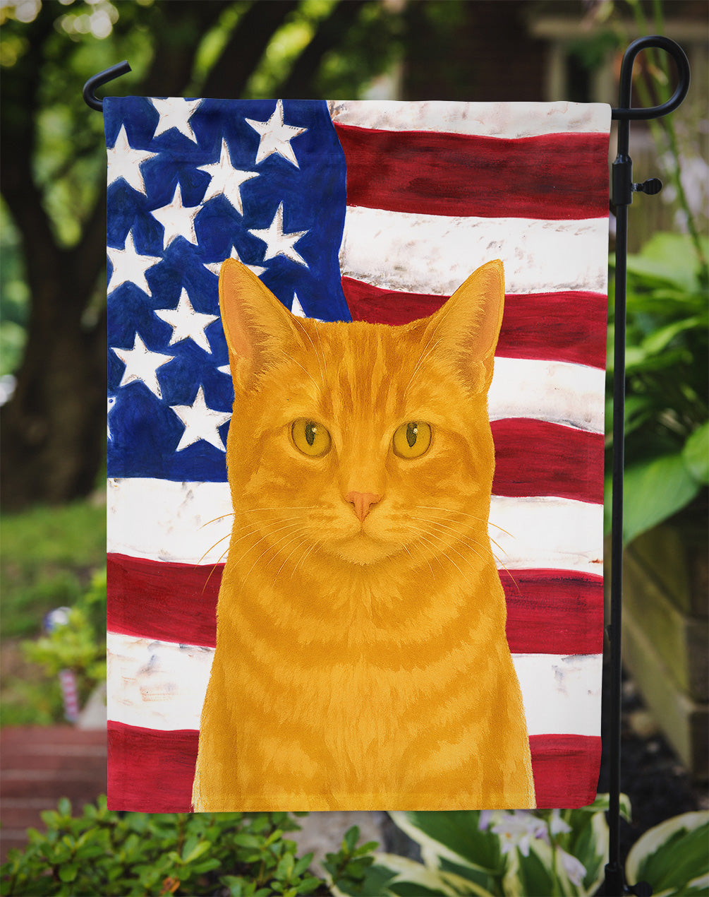 Caroline's Treasures Red Cat American Garden Flag