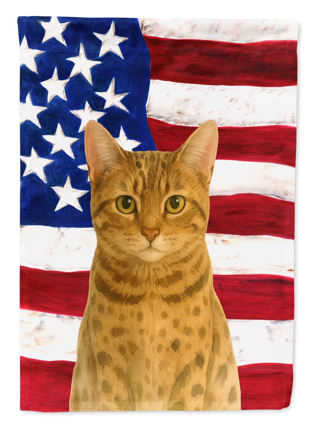 Caroline's Treasures Spotted Brown Tabby Cat American Garden Flag