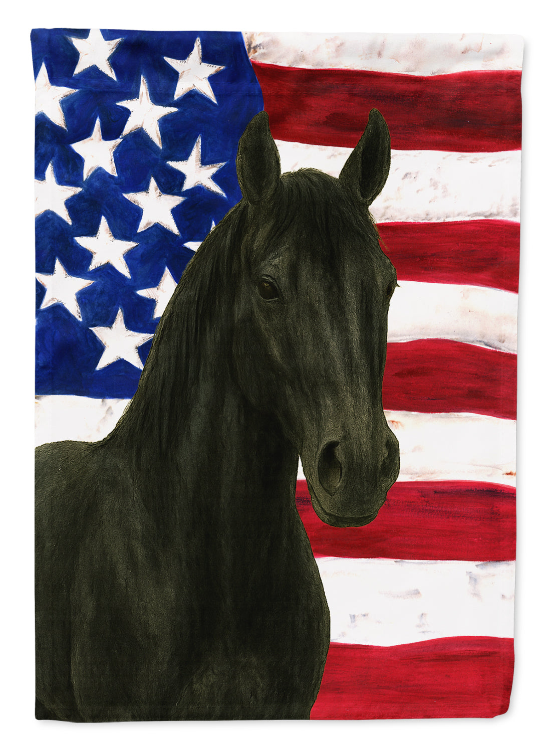 Caroline's Treasures Black Quarter Horse American House Flag