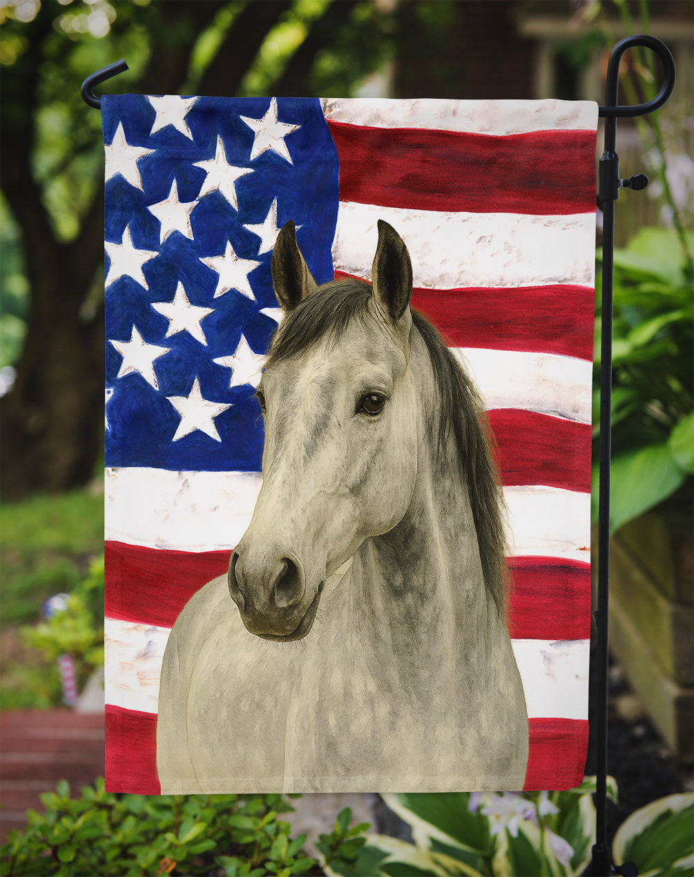Caroline's Treasures Gray Quarter Horse American Garden Flag