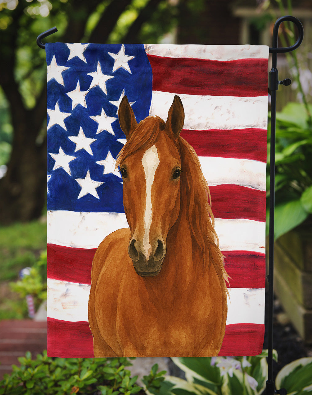 Caroline's Treasures Sorrel Dutch Warmblood Horse American Garden Flag