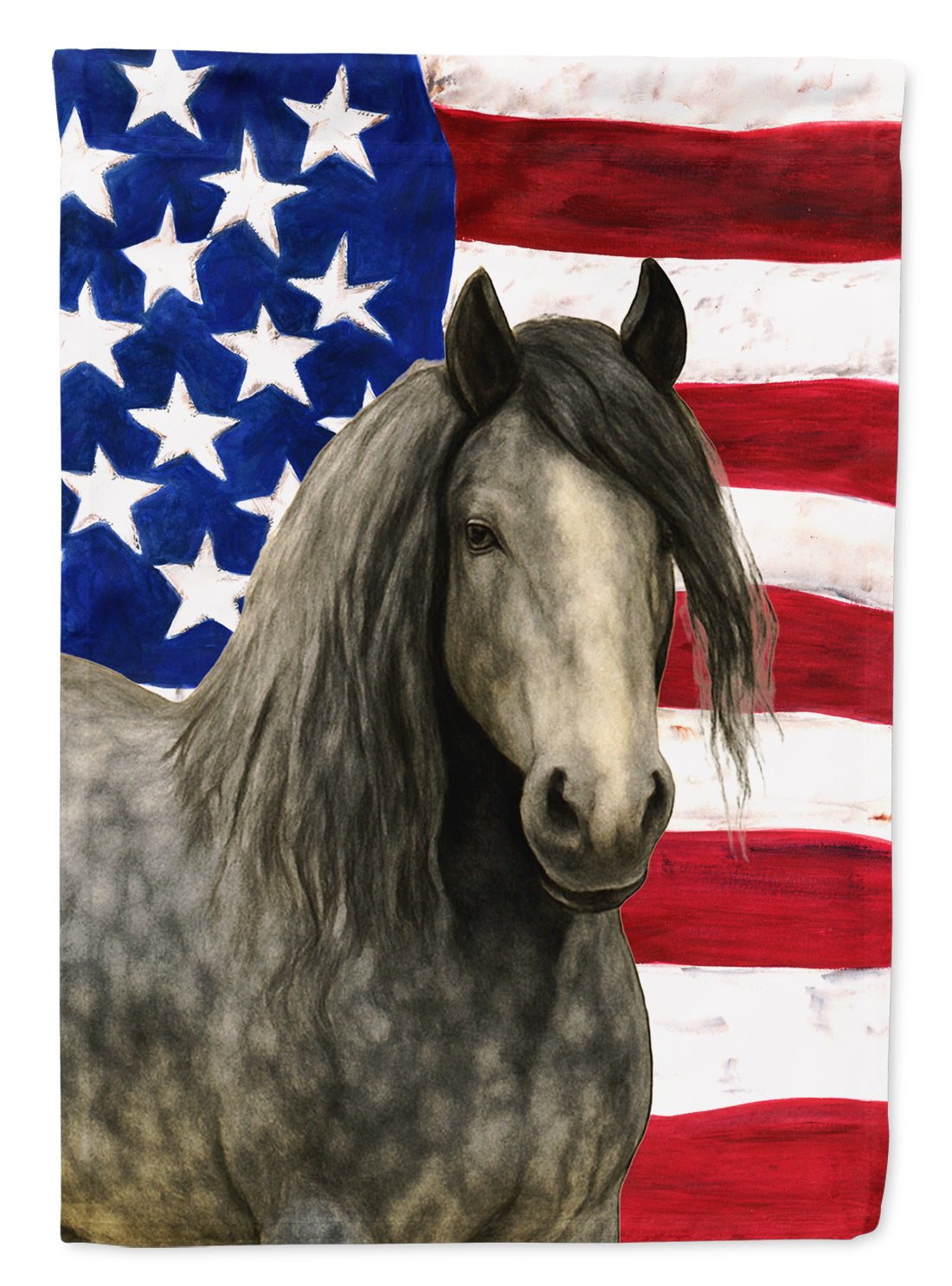 Caroline's Treasures Dapple Gray Gypsy Vanner Horse American Garden Flag