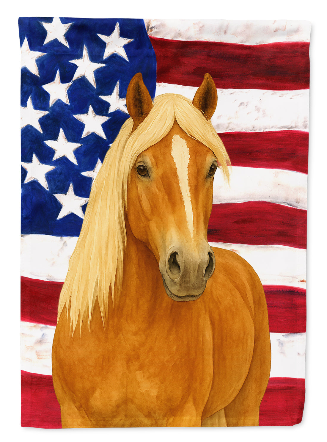 Caroline's Treasures Chestnut Haflinger Horse with Flaxen Mane American House Flag