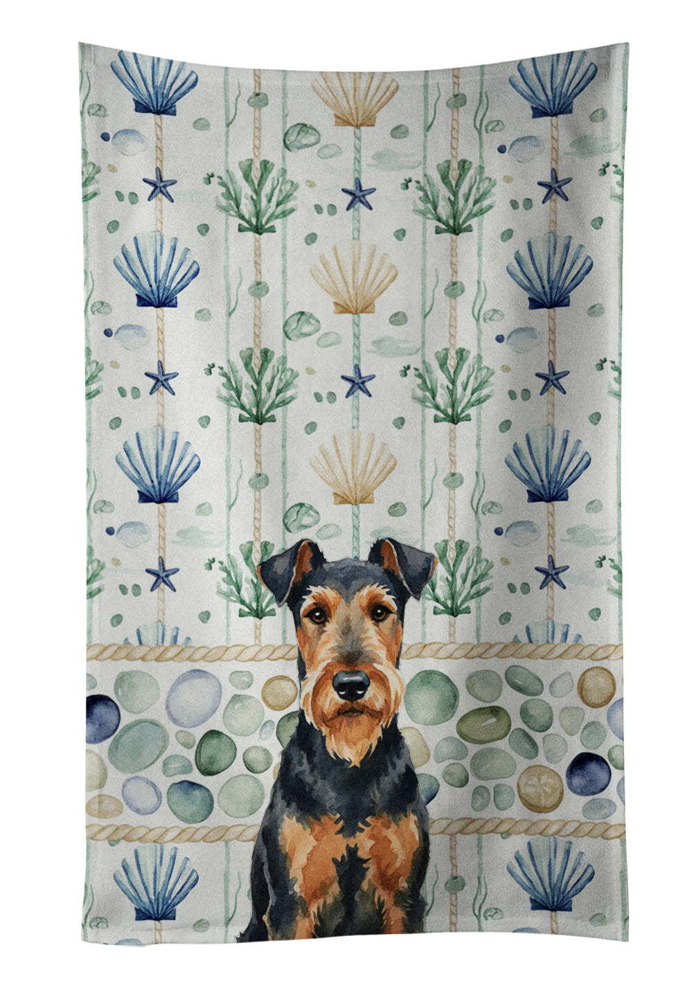 Caroline's Treasures Airedale Terrier Coastal Sea Glass Kitchen Towel