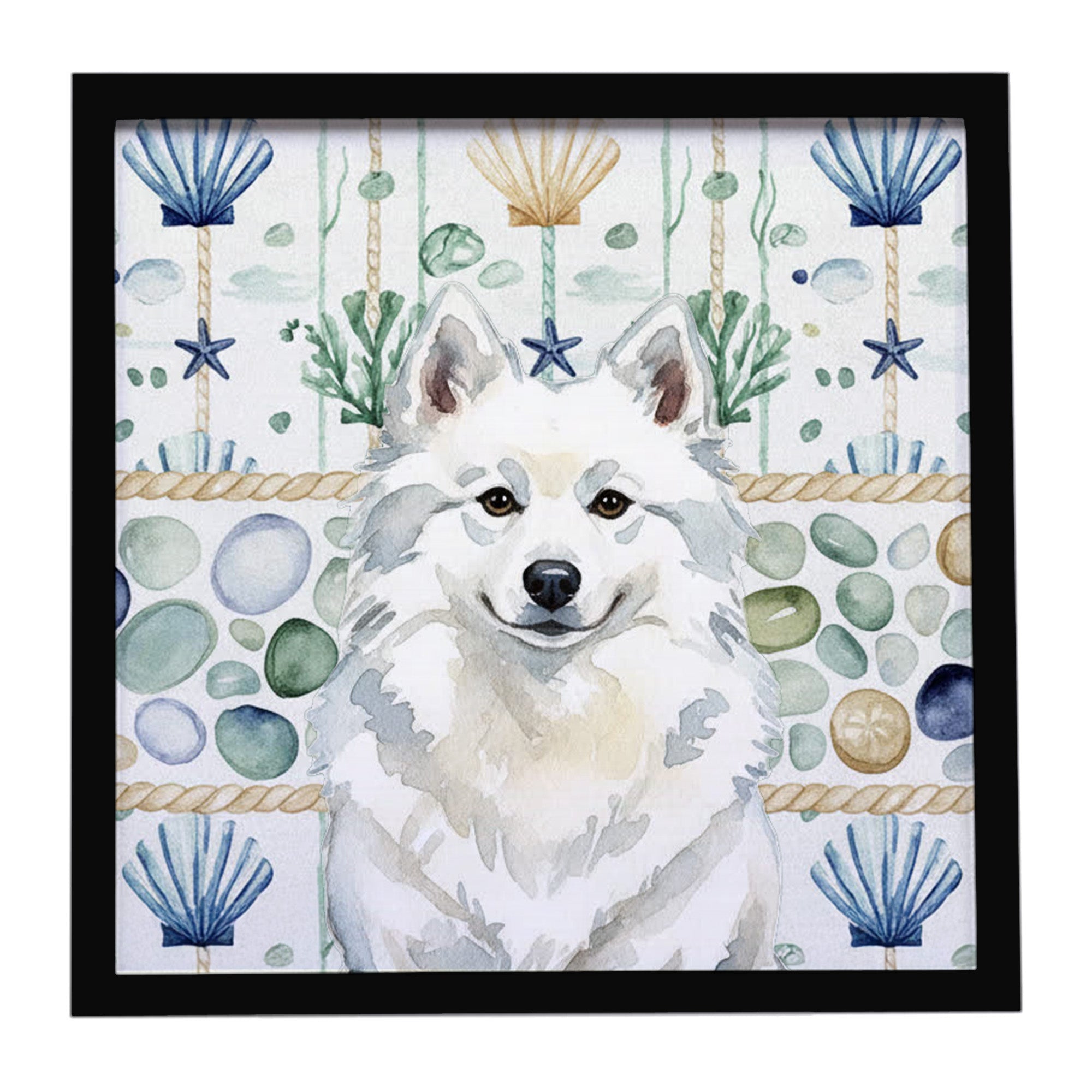 Caroline's Treasures American Eskimo Coastal Sea Glass Framed Metal Print