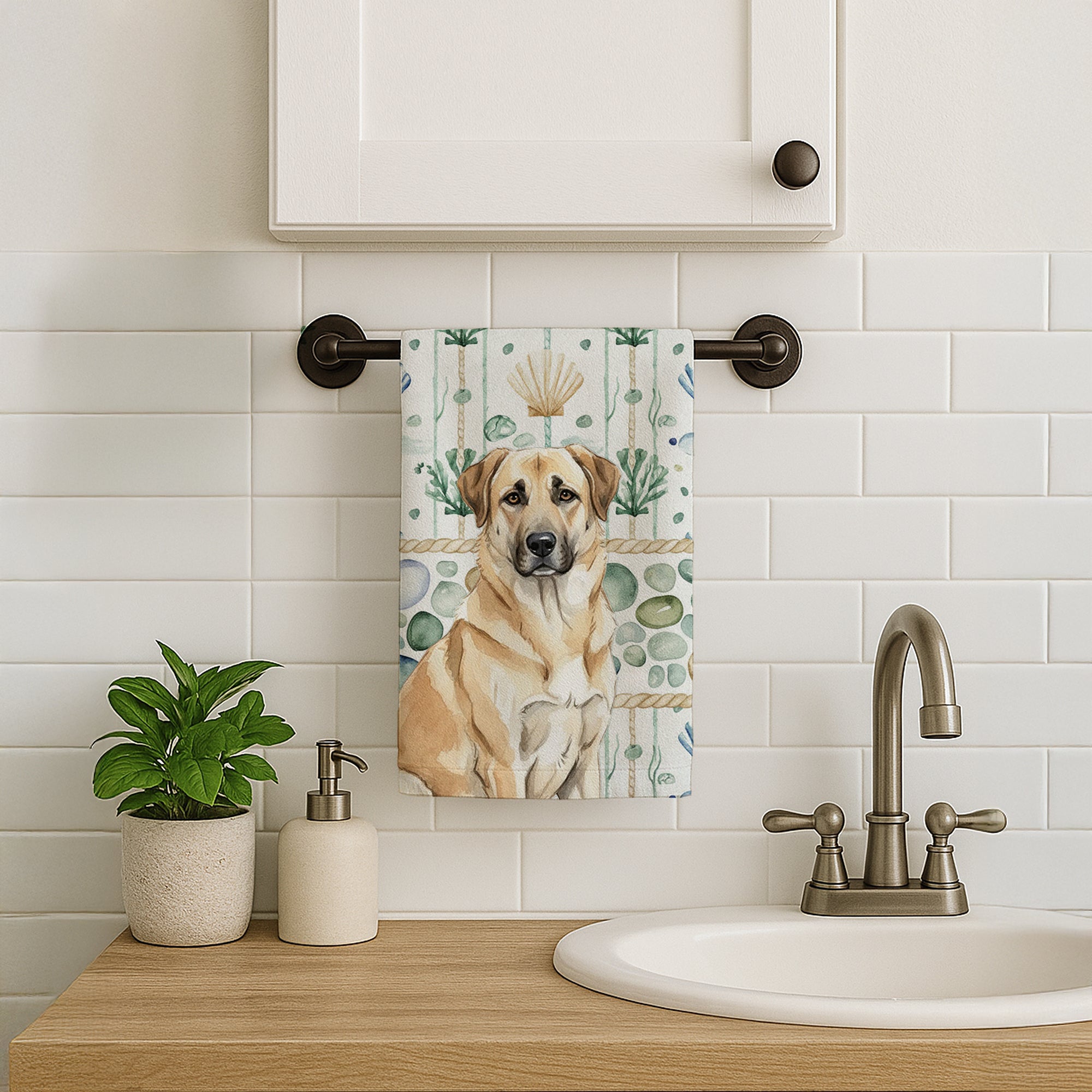 Caroline's Treasures Anatolian Shepherd Dog Coastal Sea Glass Kitchen Towel