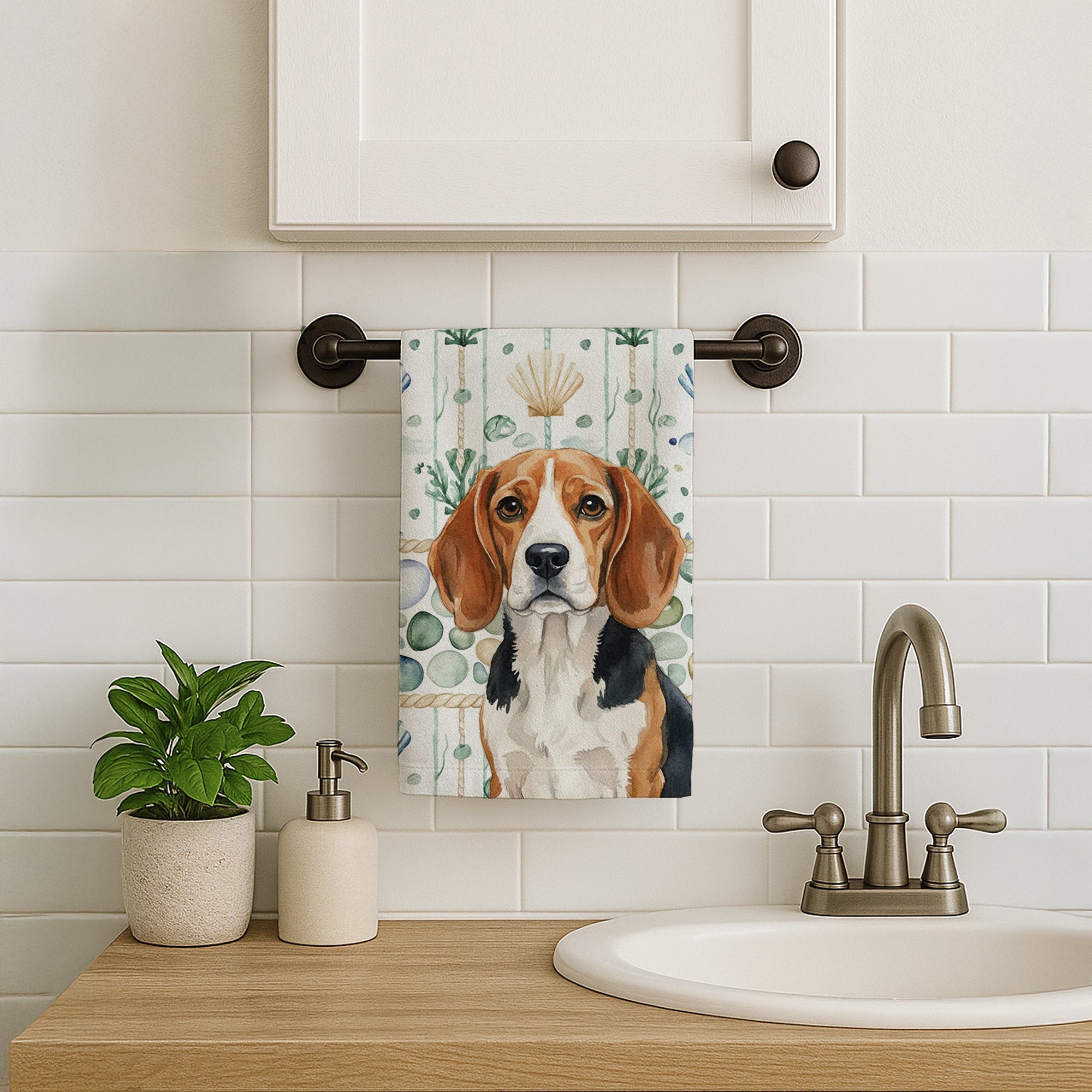 Caroline's Treasures Beagle Coastal Sea Glass Kitchen Towel