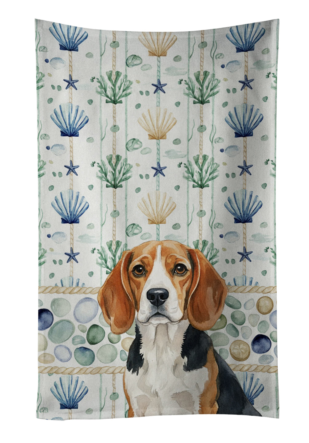 Caroline's Treasures Beagle Coastal Sea Glass Kitchen Towel
