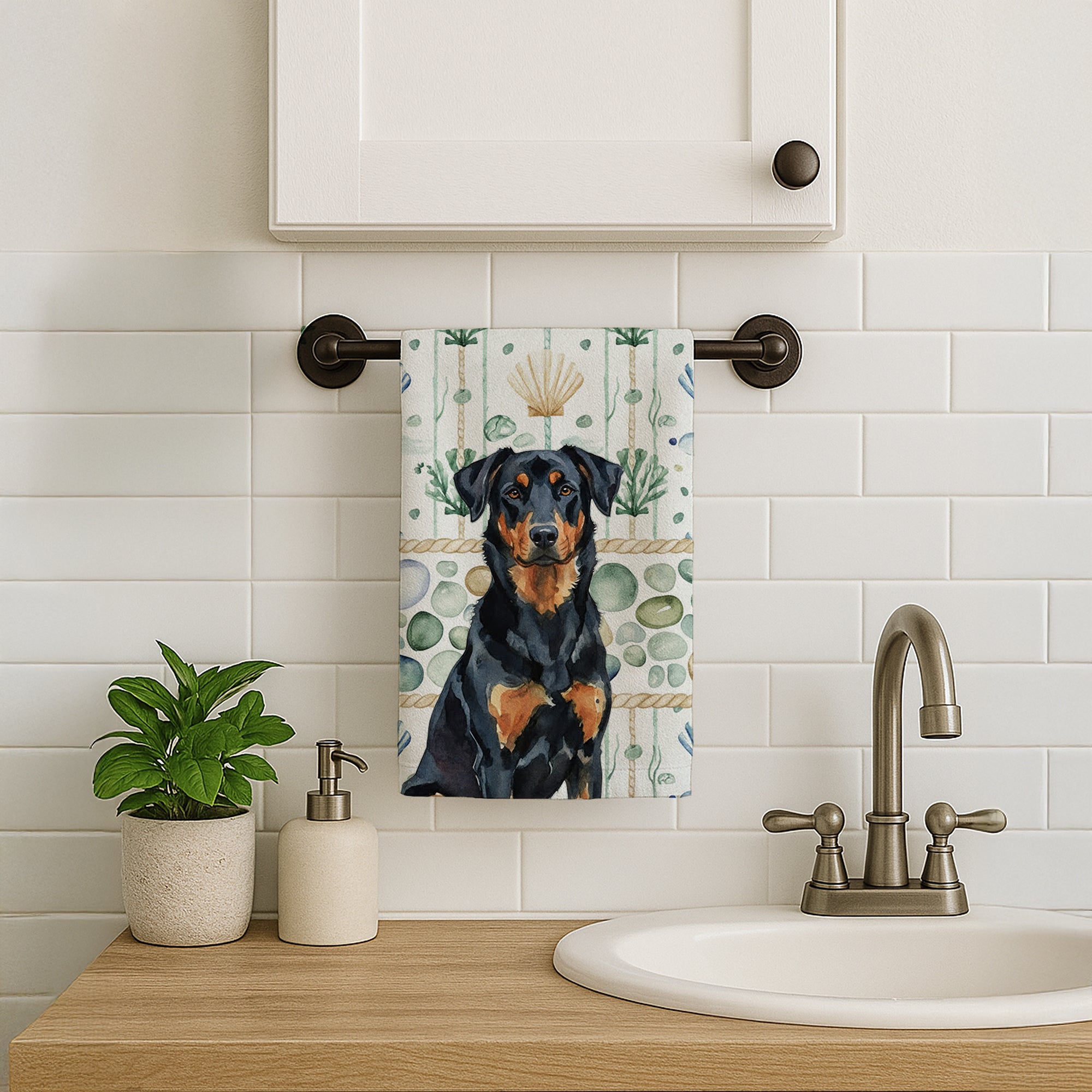 Caroline's Treasures Beauceron Coastal Sea Glass Kitchen Towel