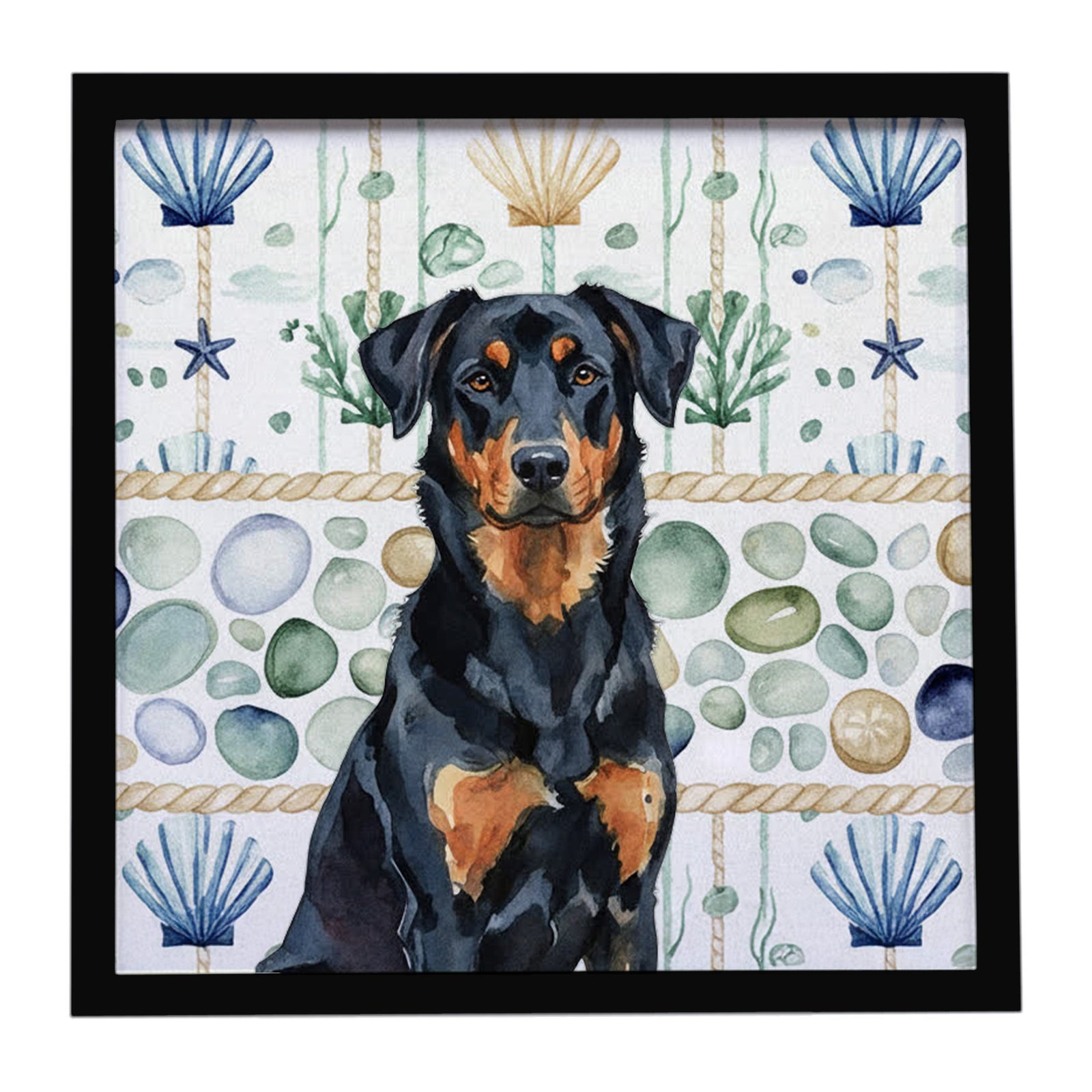 Caroline's Treasures Beauceron Coastal Sea Glass Framed Metal Print