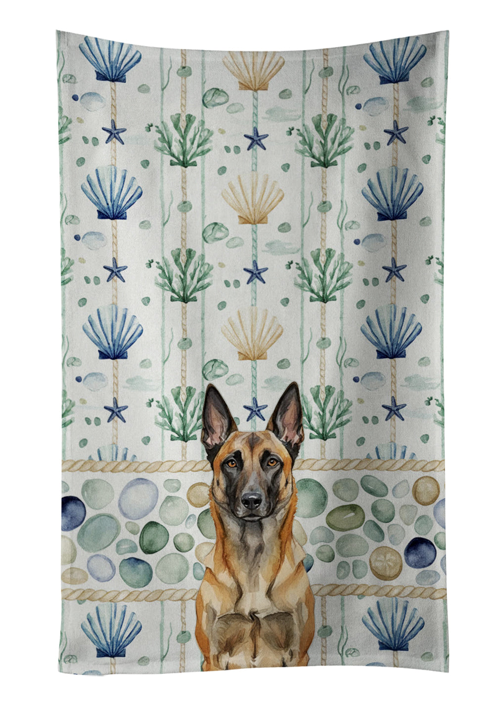 Caroline's Treasures Belgian Malinois Coastal Sea Glass Kitchen Towel