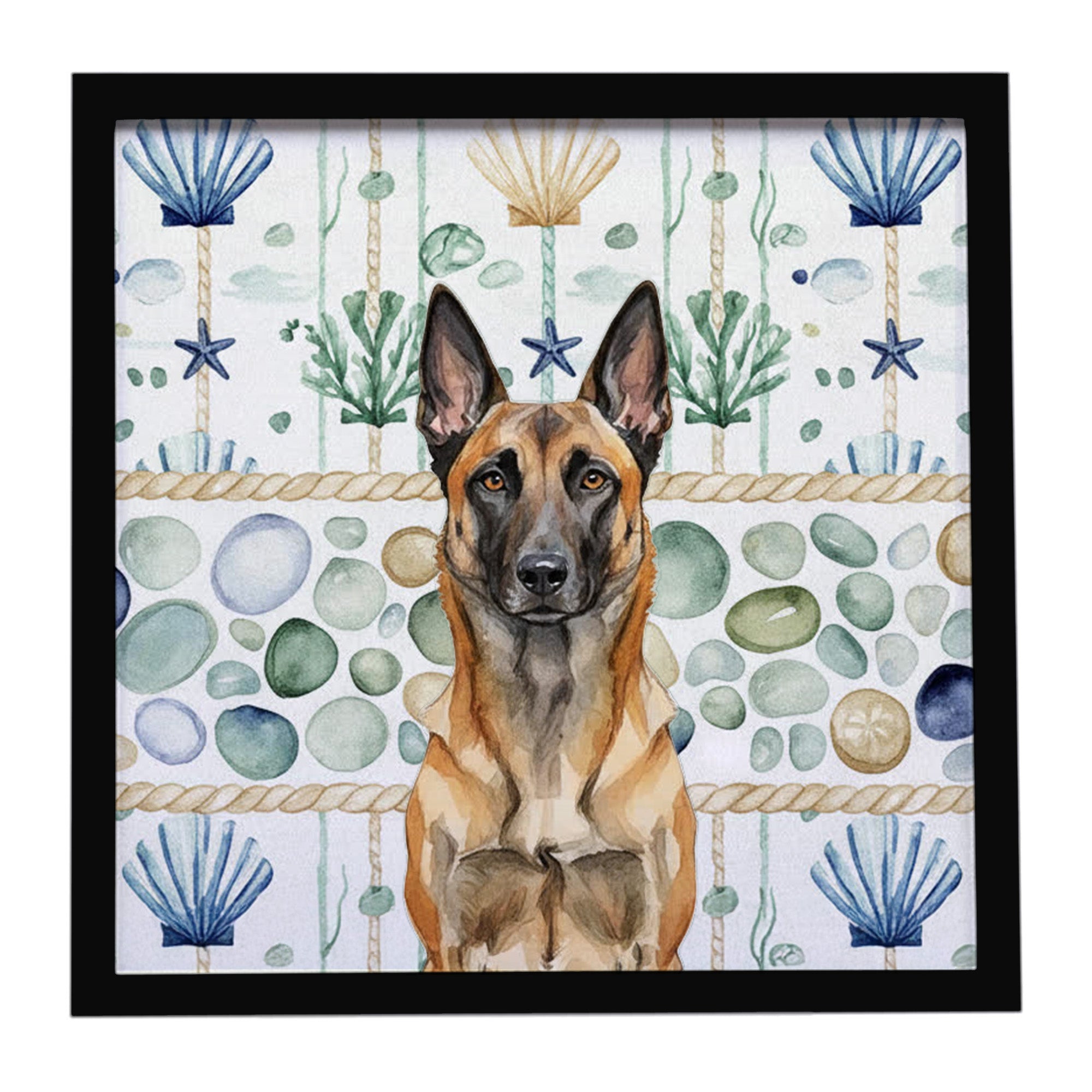 Caroline's Treasures Belgian Malinois Coastal Sea Glass Framed Metal Print