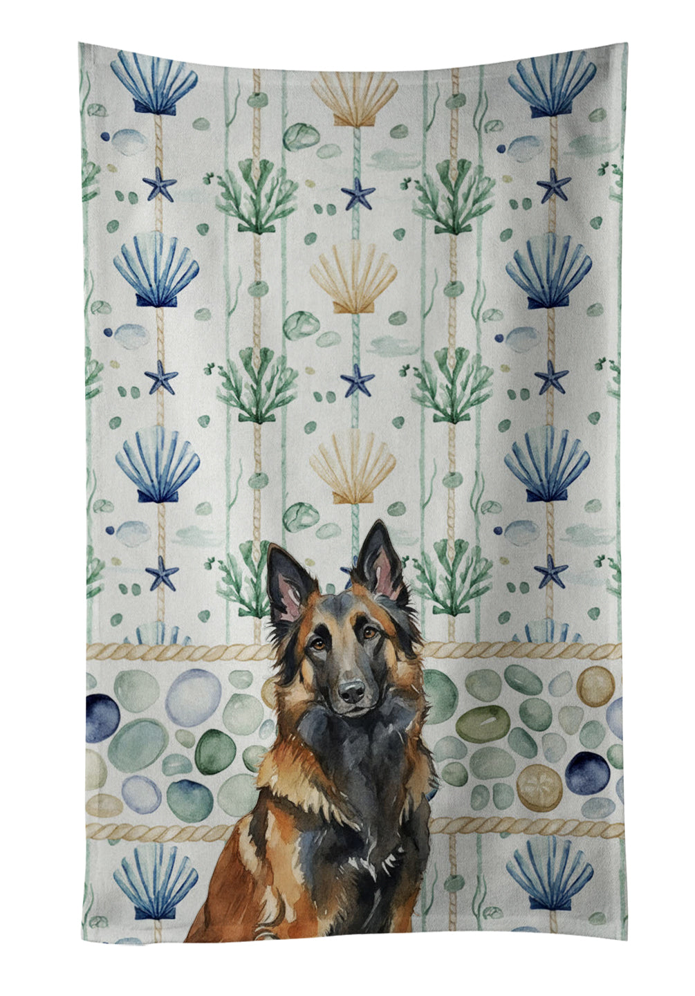 Caroline's Treasures Belgian Tervuren Coastal Sea Glass Kitchen Towel