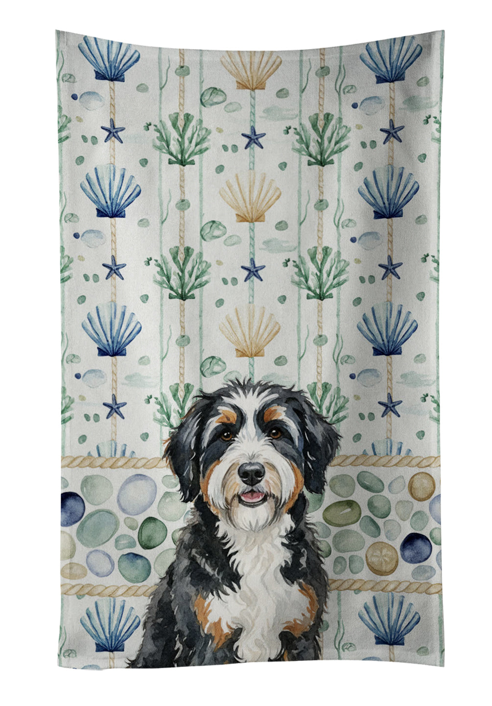 Caroline's Treasures Berndoodle Coastal Sea Glass Kitchen Towel