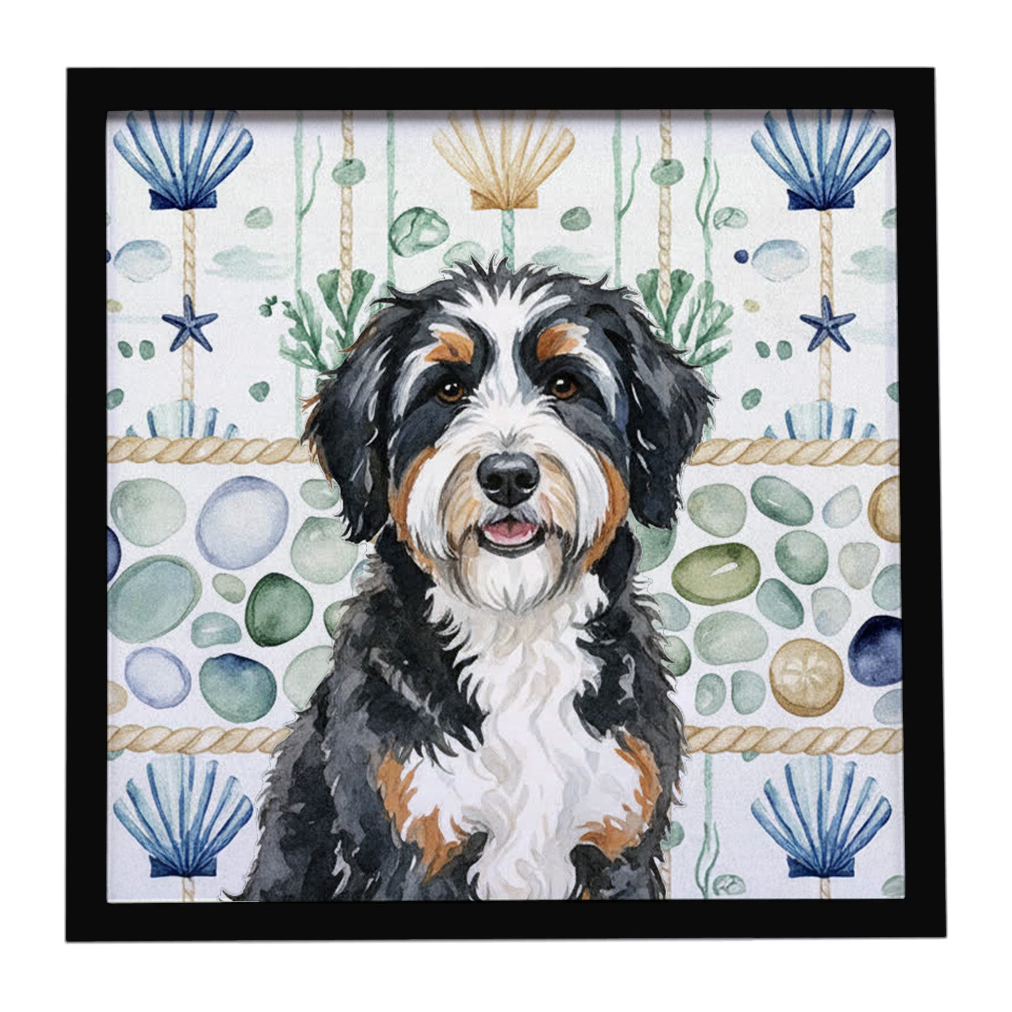 Caroline's Treasures Berndoodle Coastal Sea Glass Framed Metal Print