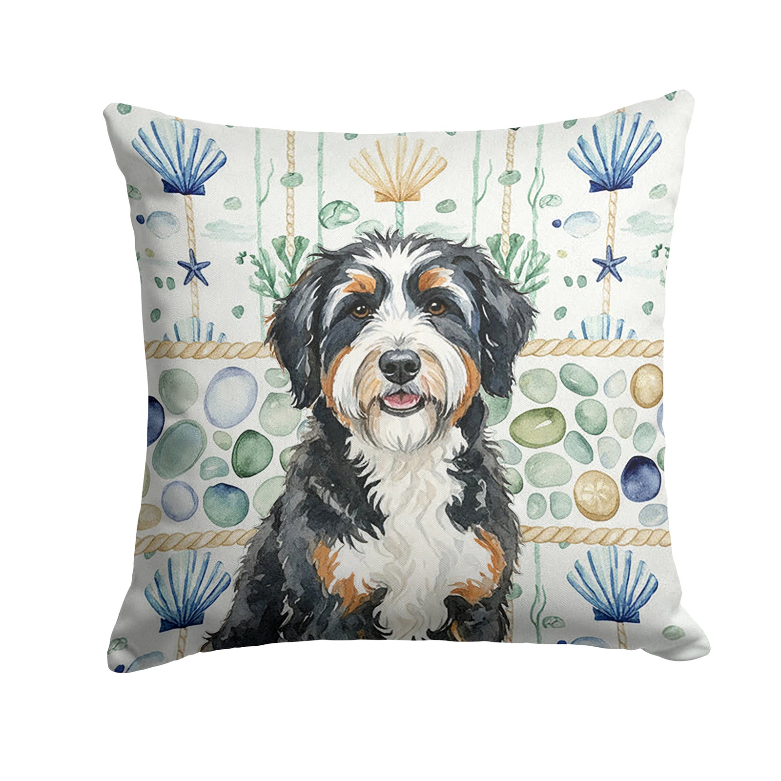 Caroline's Treasures Berndoodle Coastal Sea Glass Throw Pillow