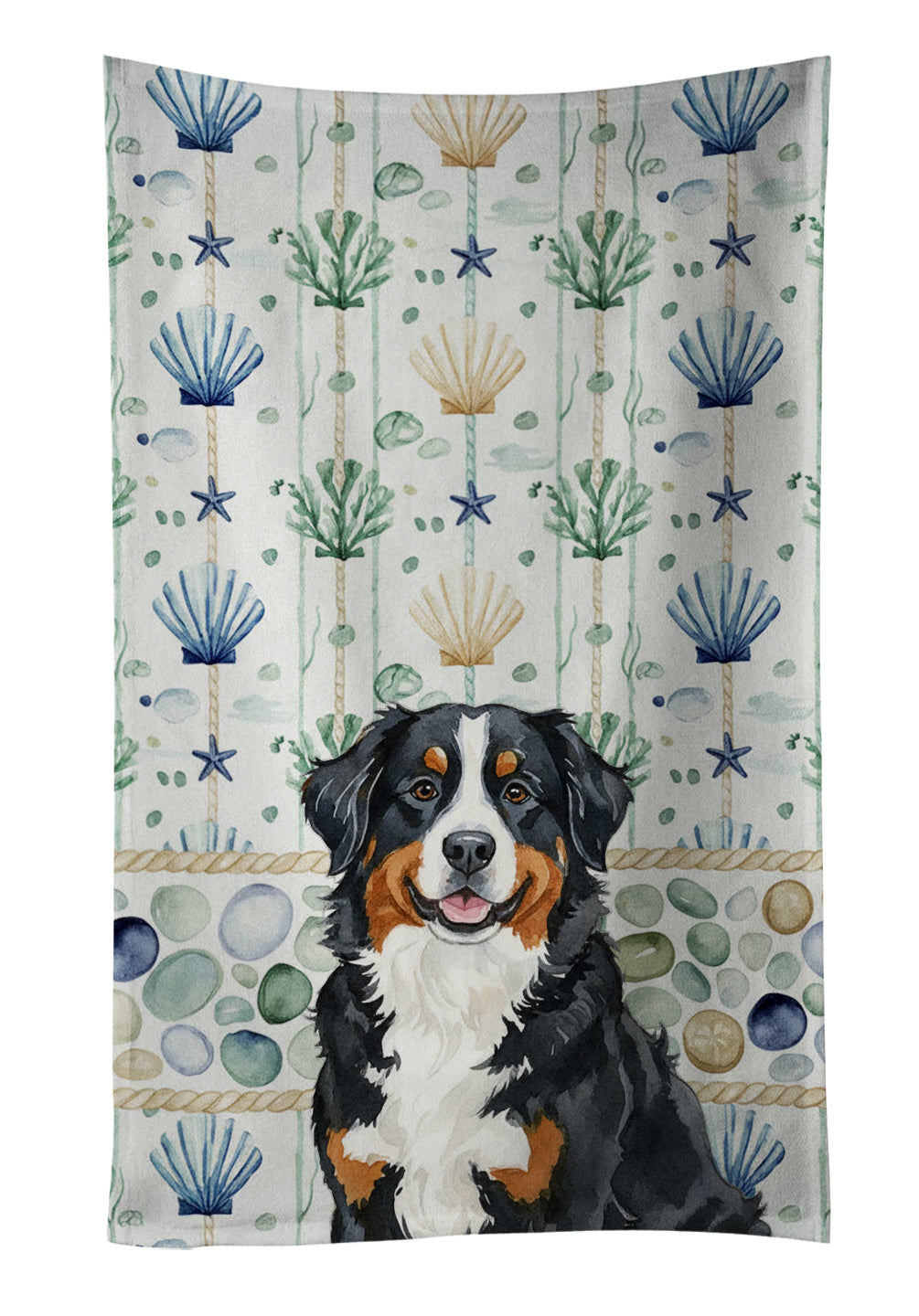 Caroline's Treasures Bernese Mountain Dog Coastal Sea Glass Kitchen Towel