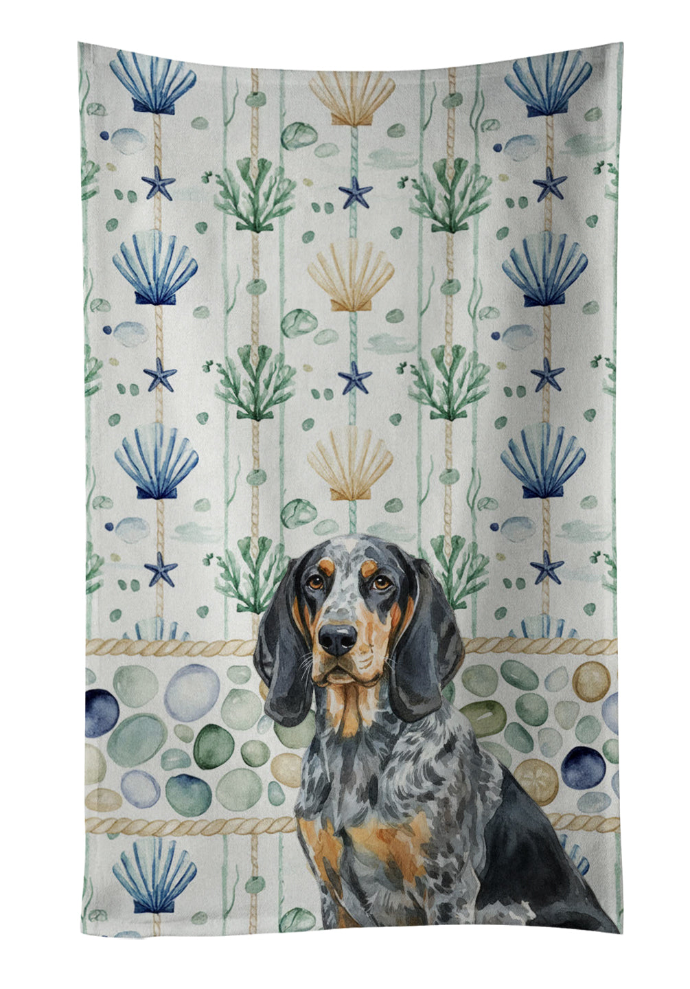 Caroline's Treasures Bluetick Coonhound Coastal Sea Glass Kitchen Towel