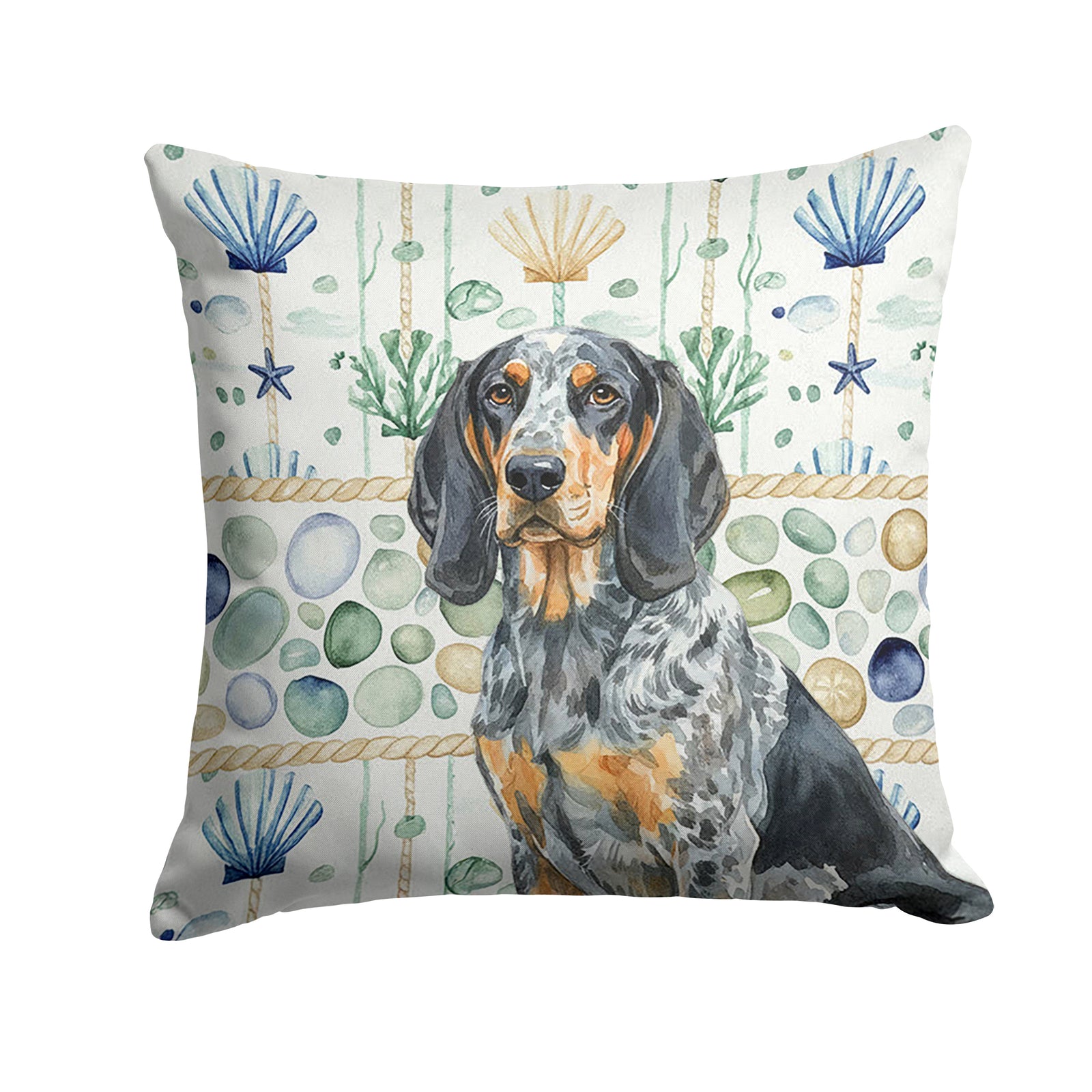Caroline's Treasures Bluetick Coonhound Coastal Sea Glass Throw Pillow