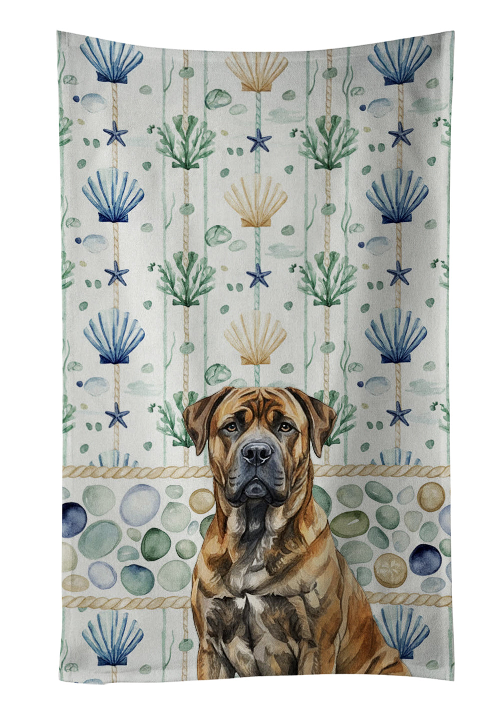 Caroline's Treasures Brindle Boerboel Coastal Sea Glass Kitchen Towel