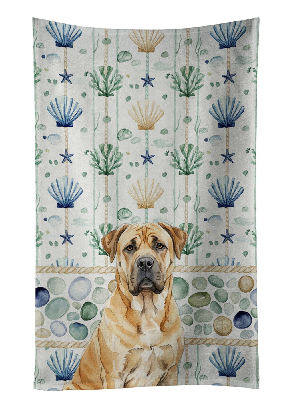 Caroline's Treasures Fawn Boerboel Coastal Sea Glass Kitchen Towel