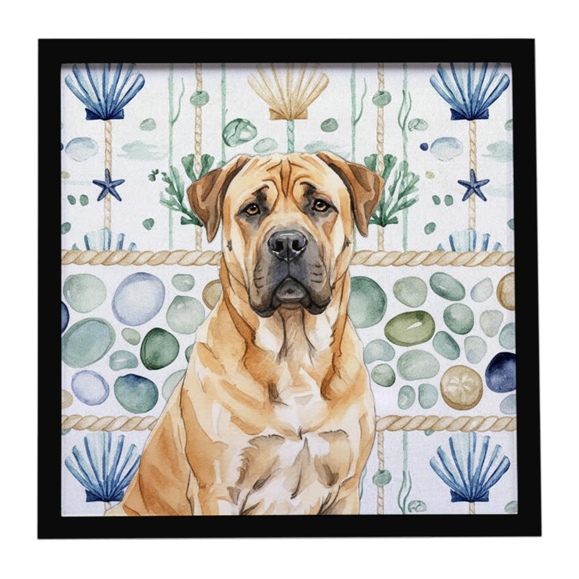 Caroline's Treasures Fawn Boerboel Coastal Sea Glass Framed Metal Print