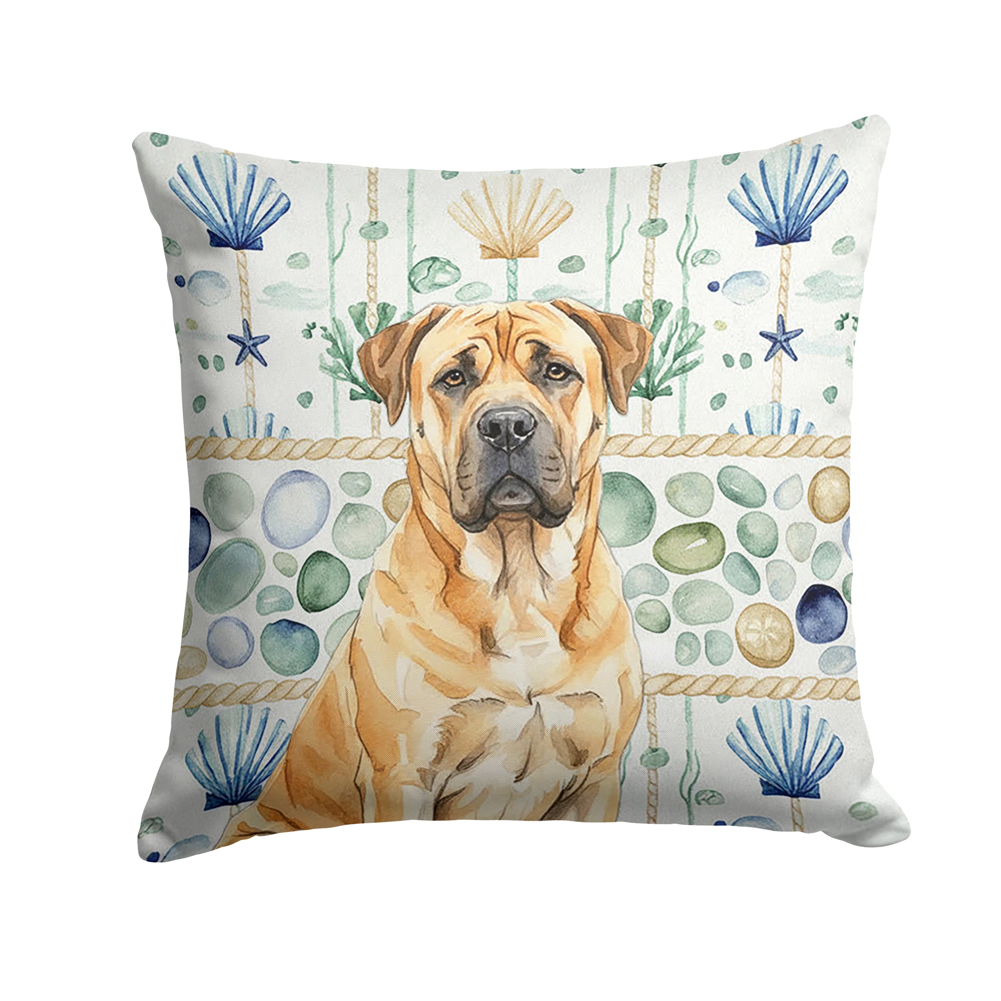 Caroline's Treasures Fawn Boerboel Coastal Sea Glass Throw Pillow