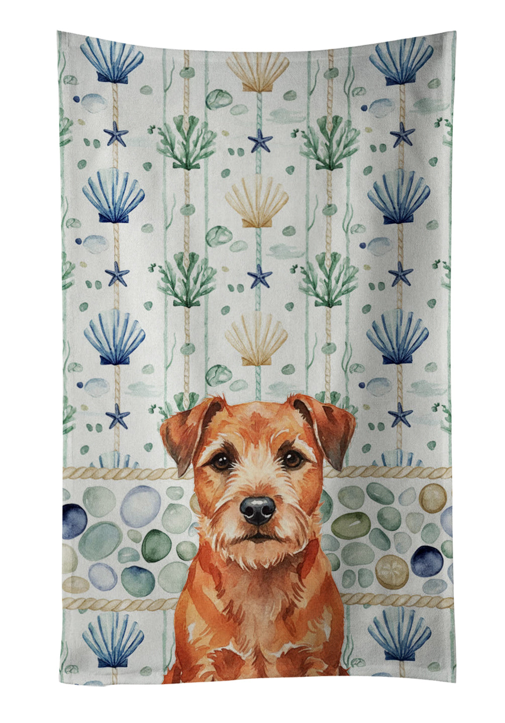 Caroline's Treasures Red Border Terrier Coastal Sea Glass Kitchen Towel