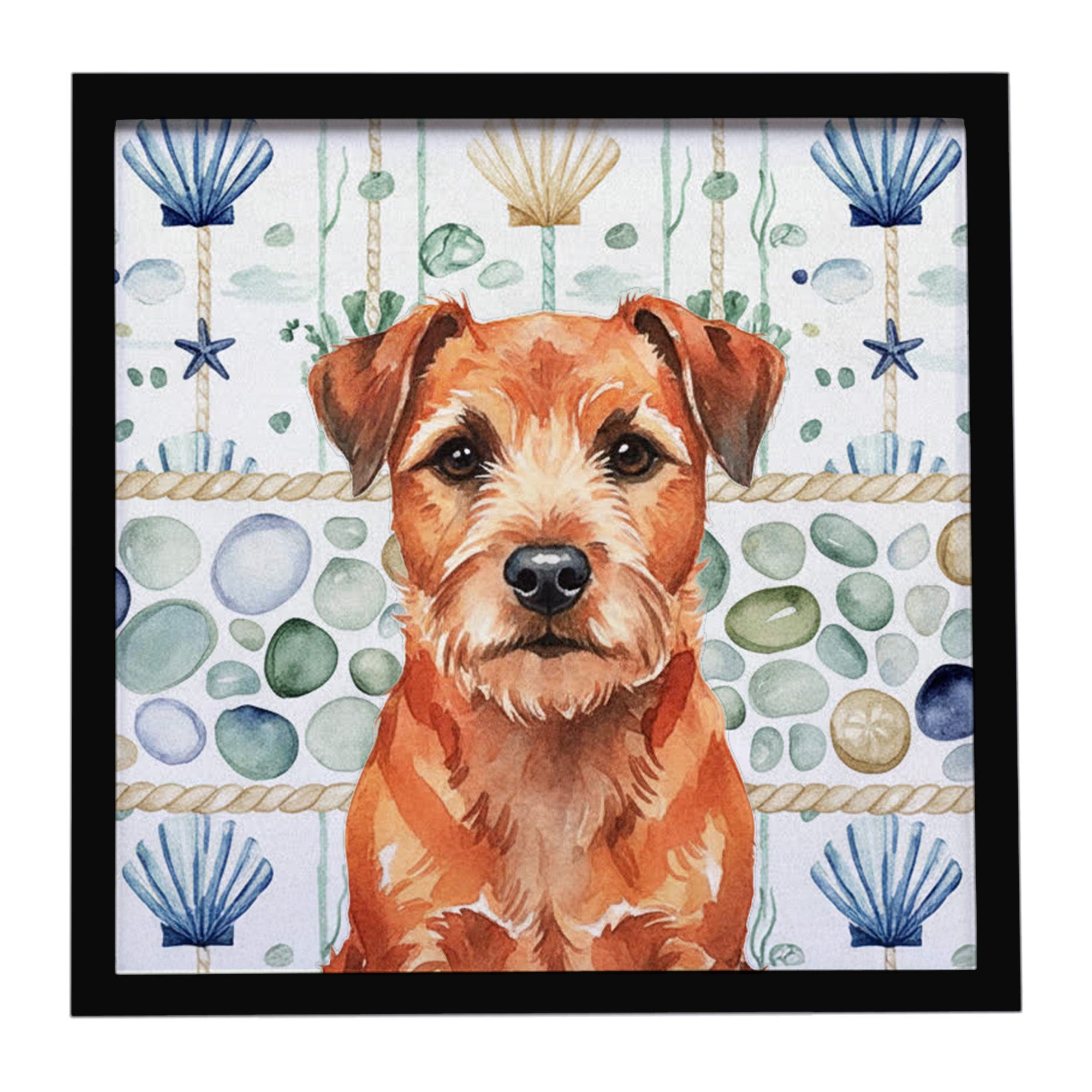 Caroline's Treasures Red Border Terrier Coastal Sea Glass Framed Metal Print