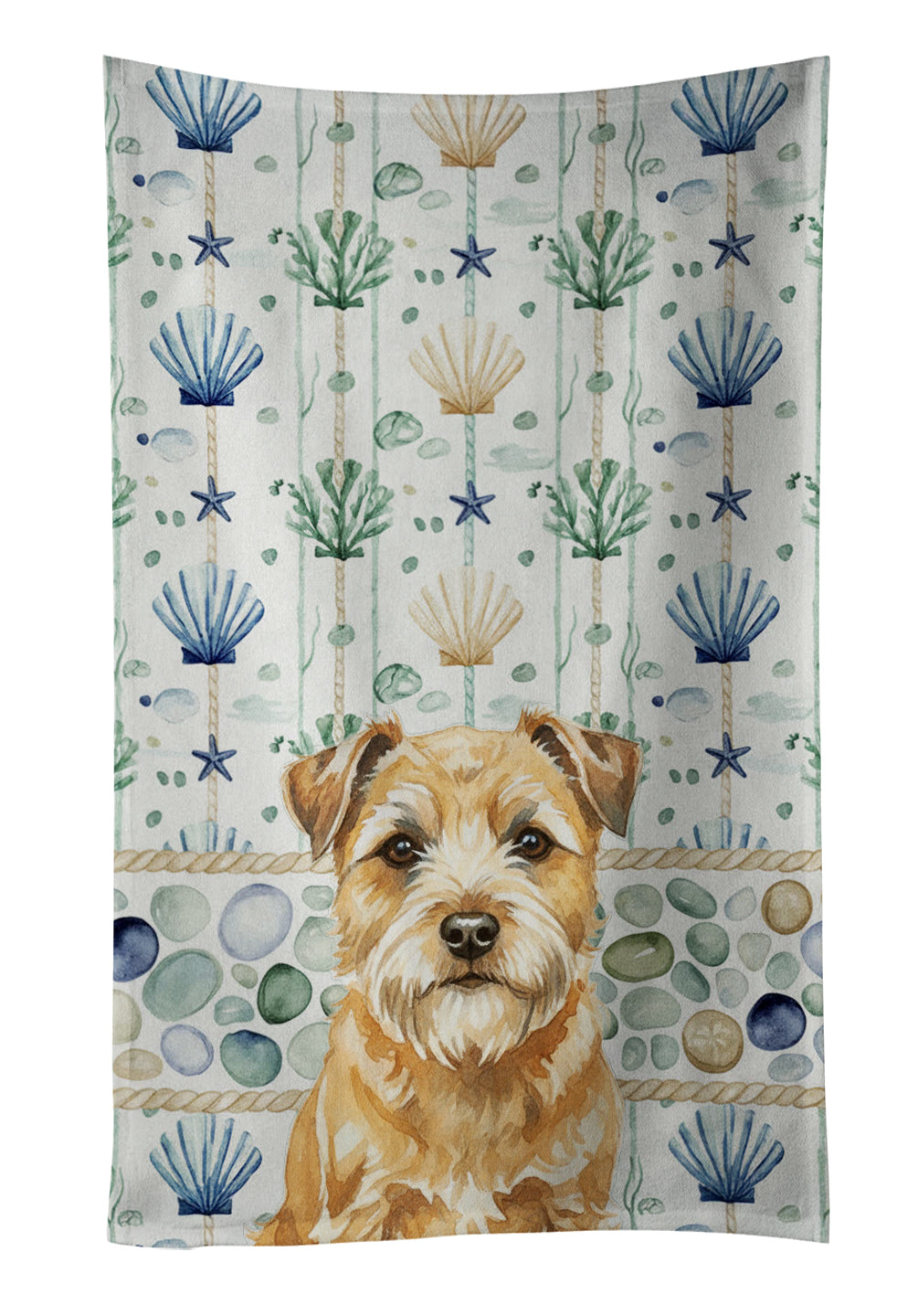 Caroline's Treasures Wheaten Border Terrier Coastal Sea Glass Kitchen Towel