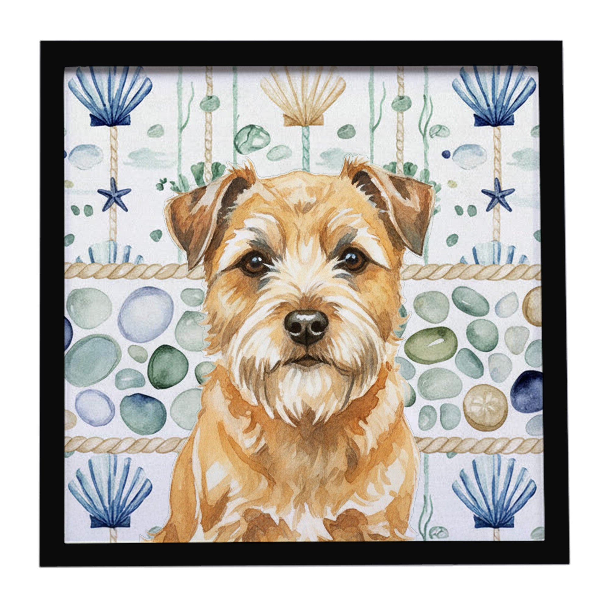 Caroline's Treasures Wheaten Border Terrier Coastal Sea Glass Framed Metal Print