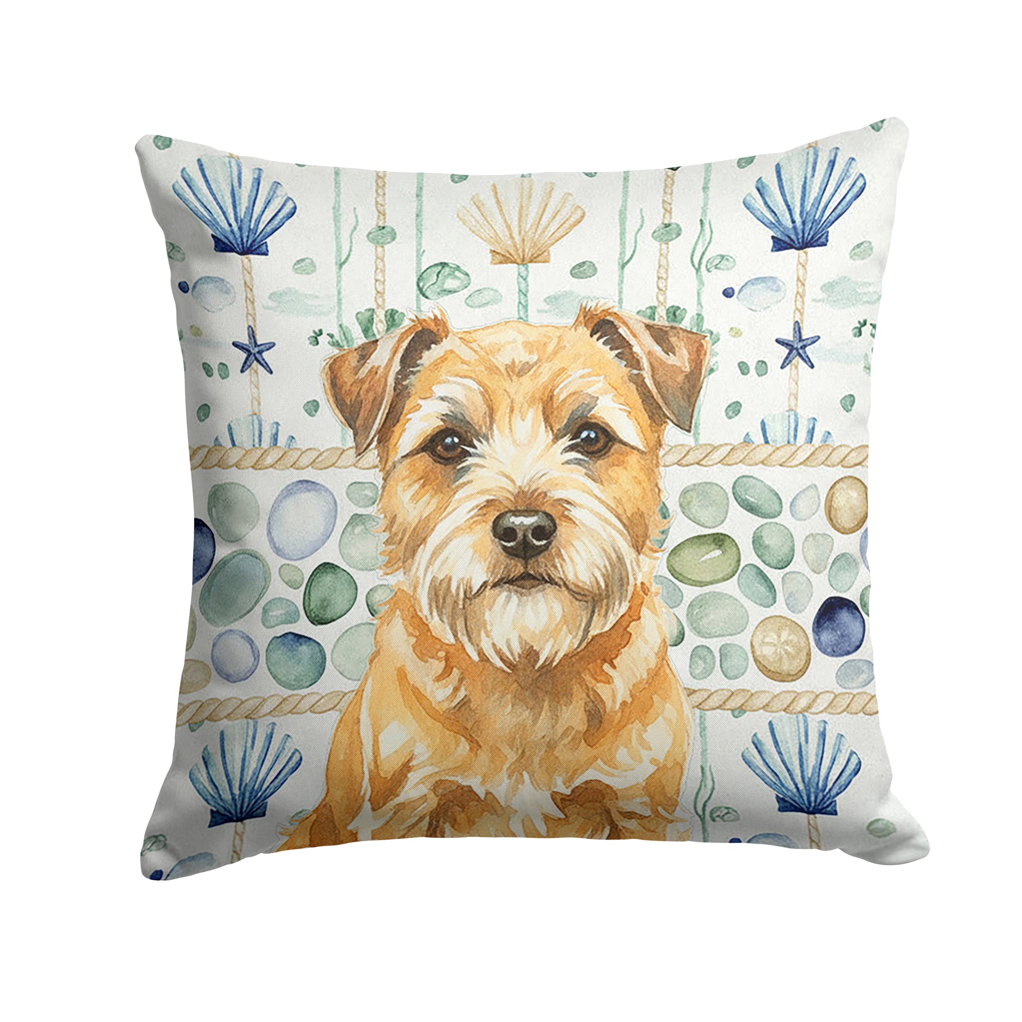 Caroline's Treasures Wheaten Border Terrier Coastal Sea Glass Throw Pillow