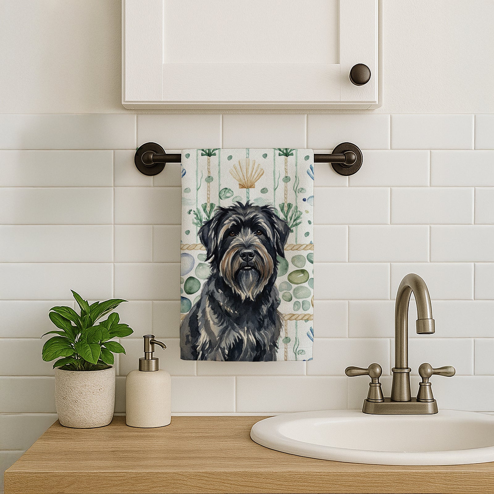 Caroline's Treasures Bouvier des Flandres Coastal Sea Glass Kitchen Towel